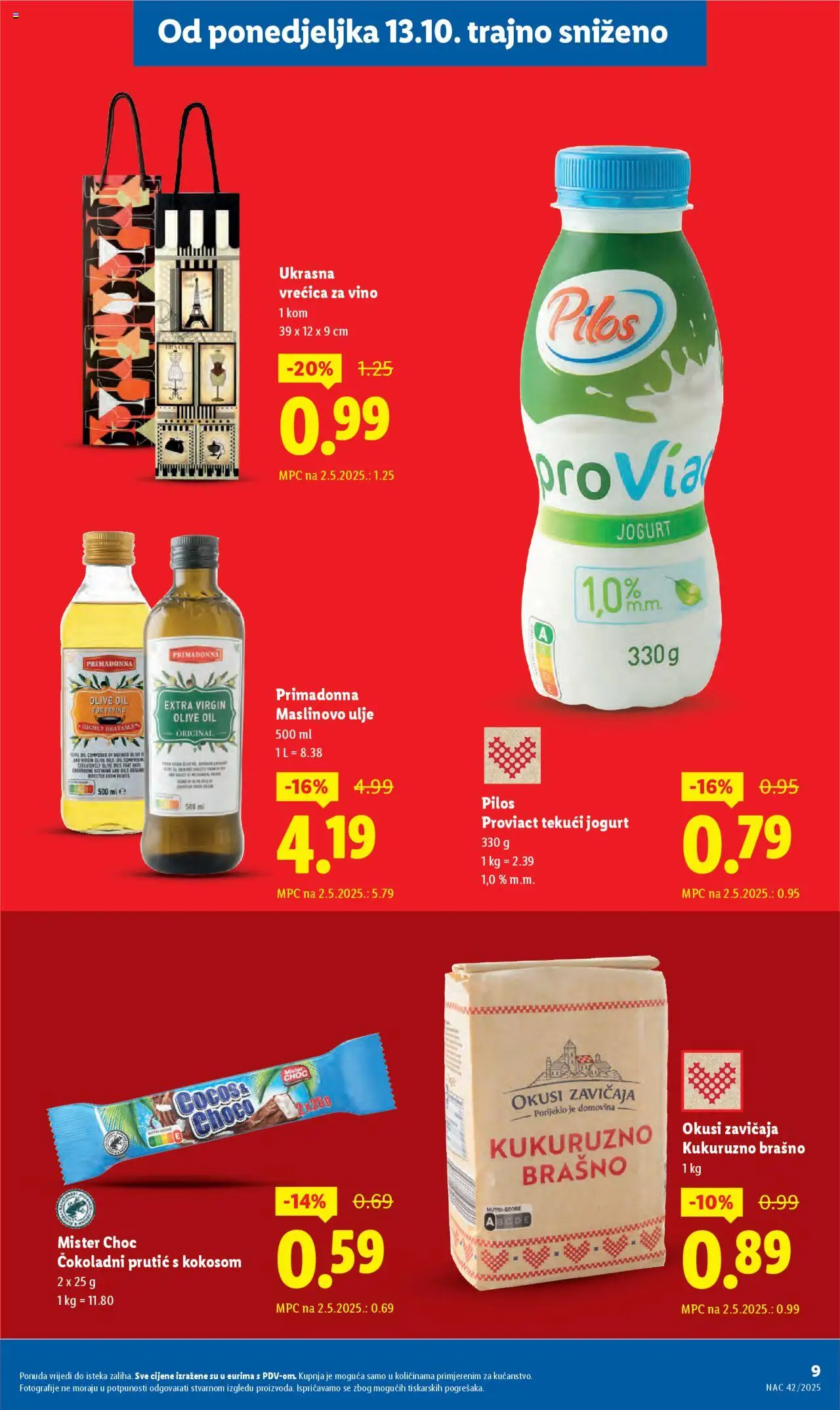 Lidl katalog | vrijedi od 08.09.2025 | Stranica: 9 | Proizvodi: Jogurt, Vino, Maslinovo ulje, Brašno