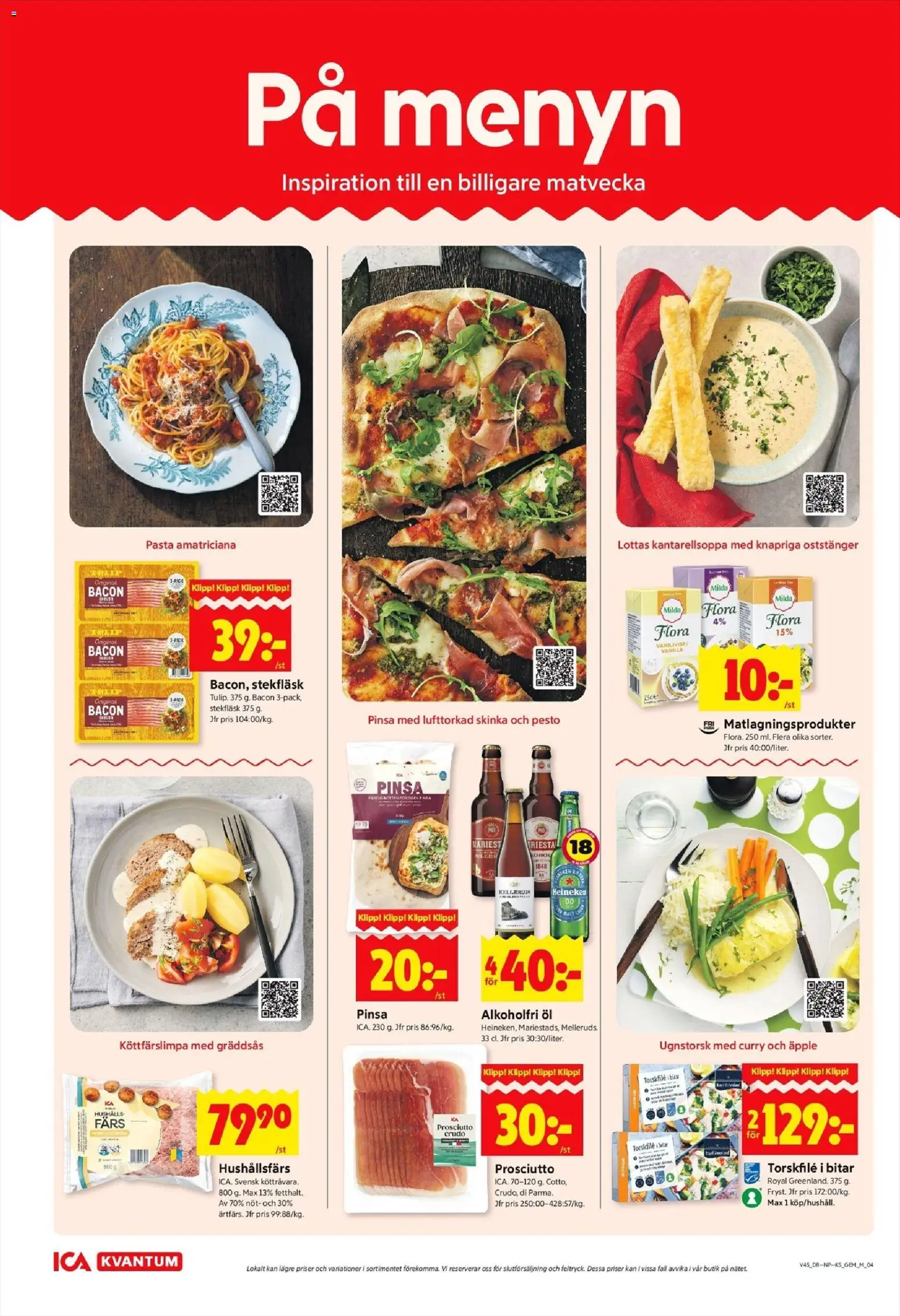ICA Kvantum reklamblad aktuell från 03.11.2025 | Sida: 4 | Produkter: Torskfile, Skinka, Äpple, Pesto