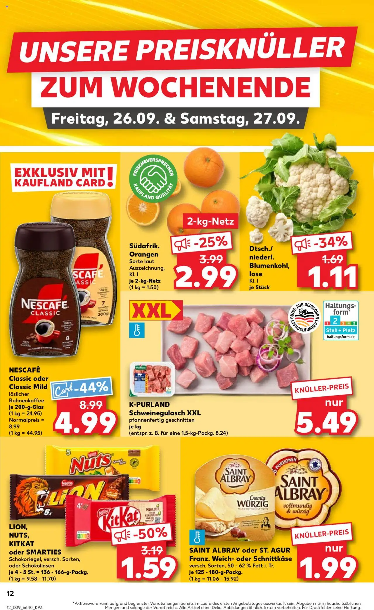 Kaufland Prospekt 	 – gültig ab 25.09.2025 | Seite: 12 | Produkte: Nescafe, Smarties, Nescafe classic, Blumenkohl