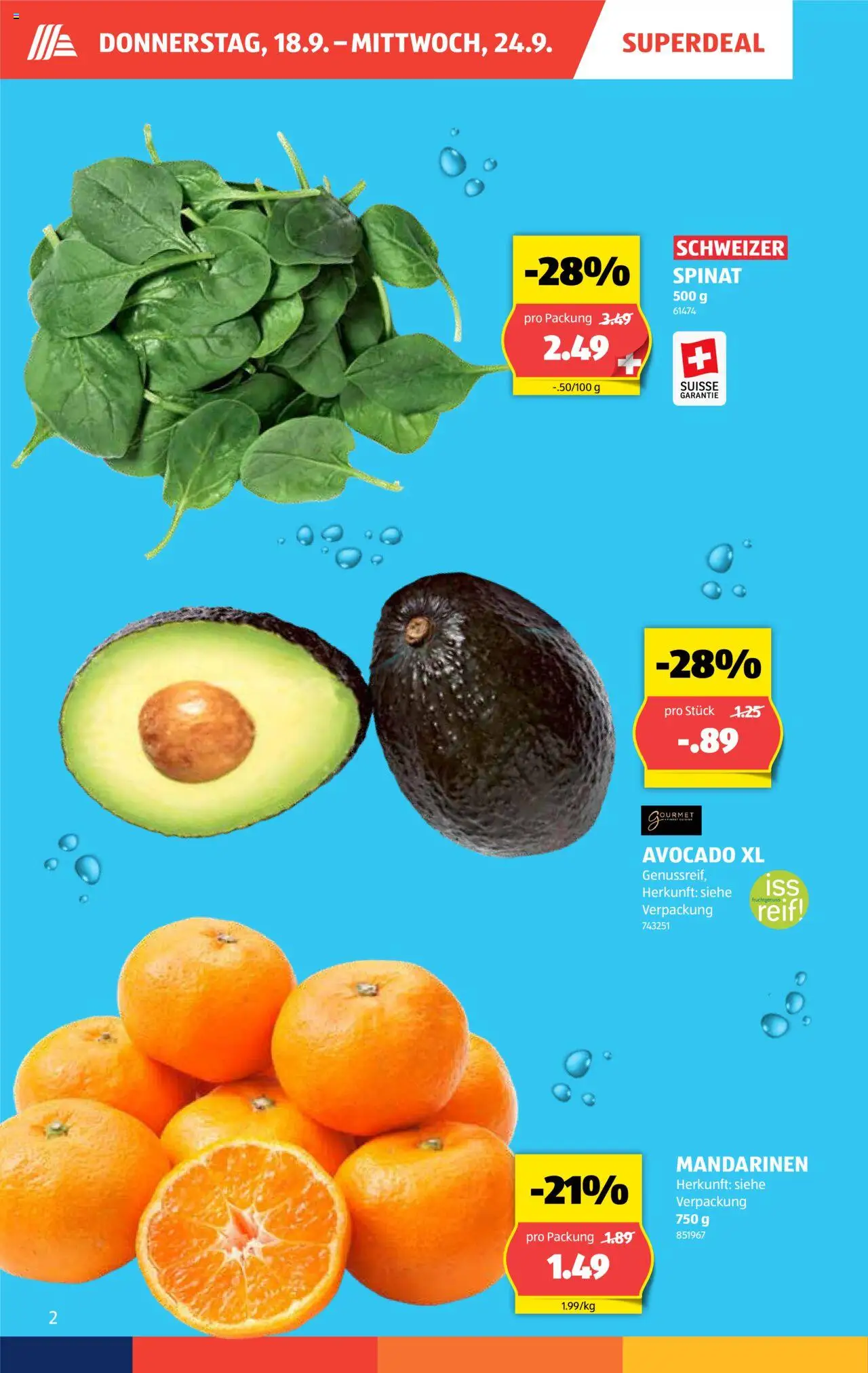 Aldi Aktionen – gültig ab 18.09.2025 | Seite: 3 | Produkte: Avocado, Mandarinen