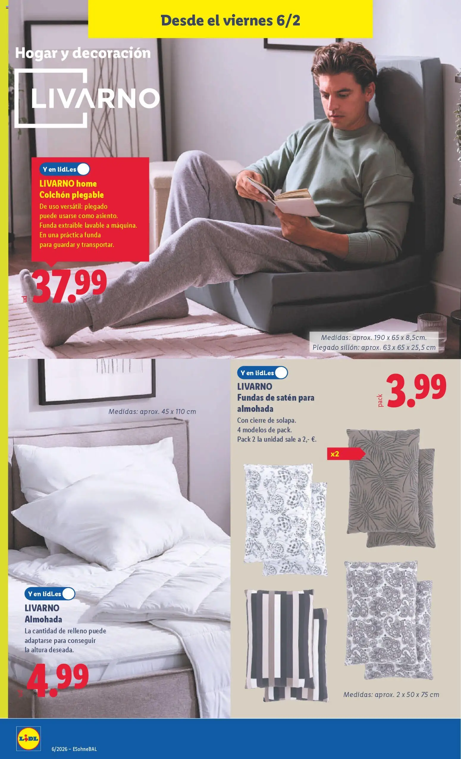 Lidl folleto de bazar │ válido desde el 02.02.2026 | Página: 20 | Productos: Colchon, Funda, Almohada, Sillón