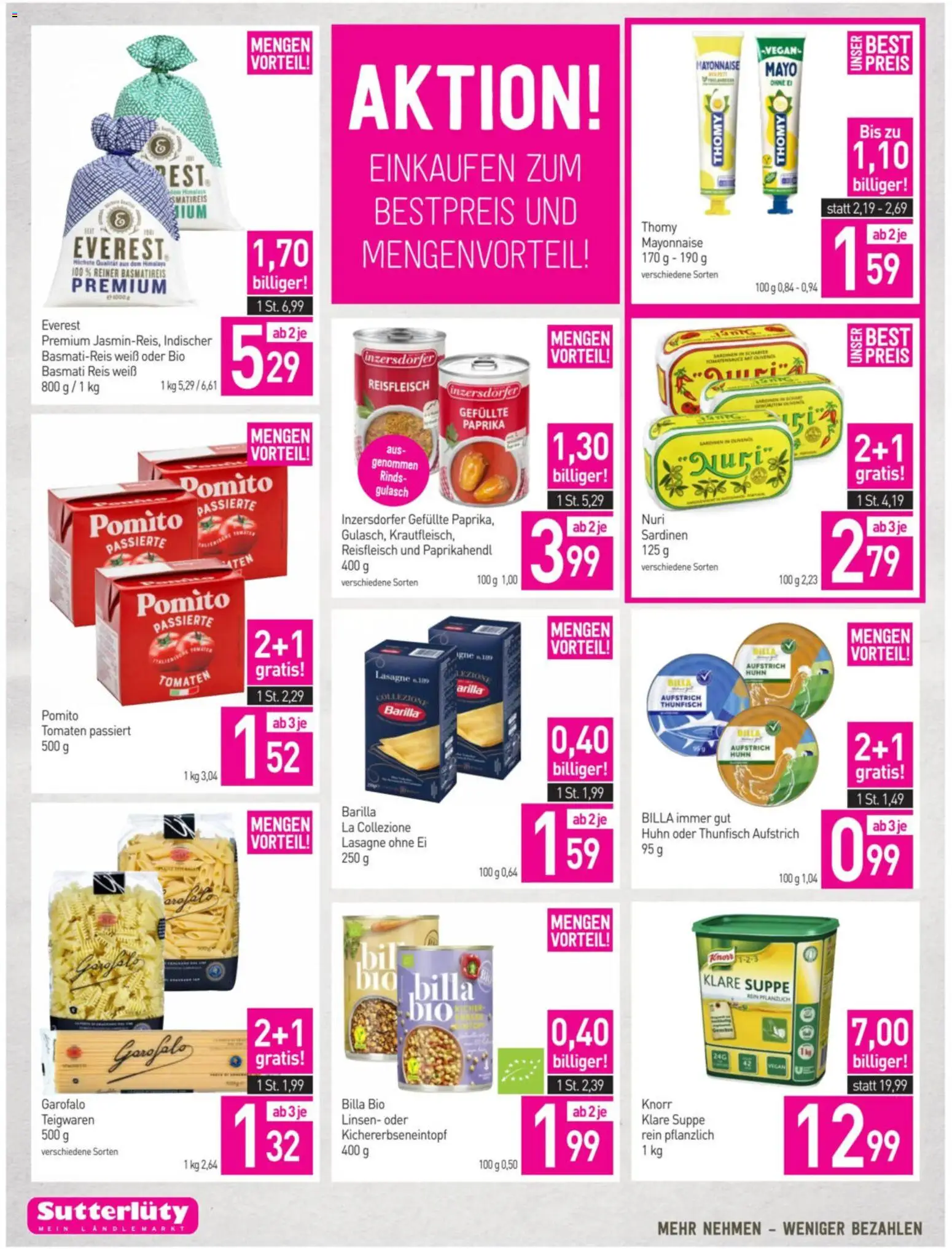 Sutterlüty Flugblatt gültig ab 05.11.2025 | Seite: 20 | Produkte: Mayonnaise, Tomaten, Reis