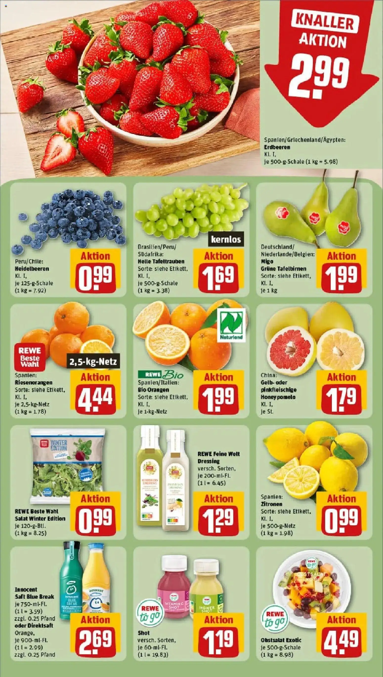 Rewe prospekt Hanau	 – gültig ab 26.01.2026 | Seite: 6 | Produkte: Orangen, Heidelbeeren, Salat, Zitronen