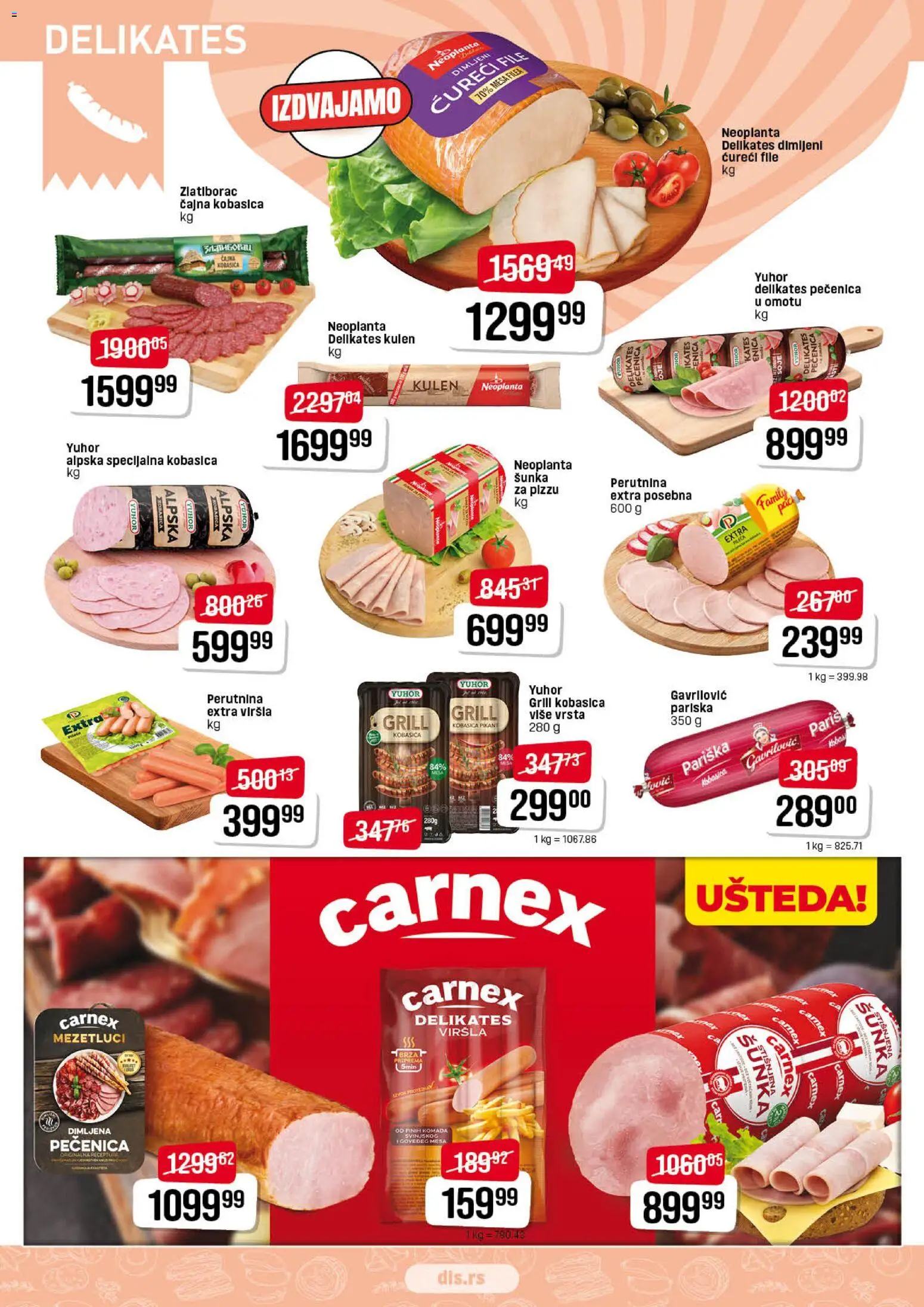 DIS katalog - važi od 15.01.2026 | Strana: 2 | Proizvode: Kulen, Ćureći file, Šunka, Kobasica