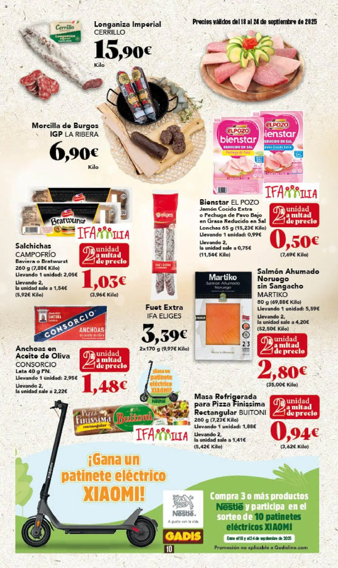 Gadis folleto │ válido desde el 18.09.2025 | Página: 10 | Productos: Patinete, Aceite, Jamón cocido, Ελιές