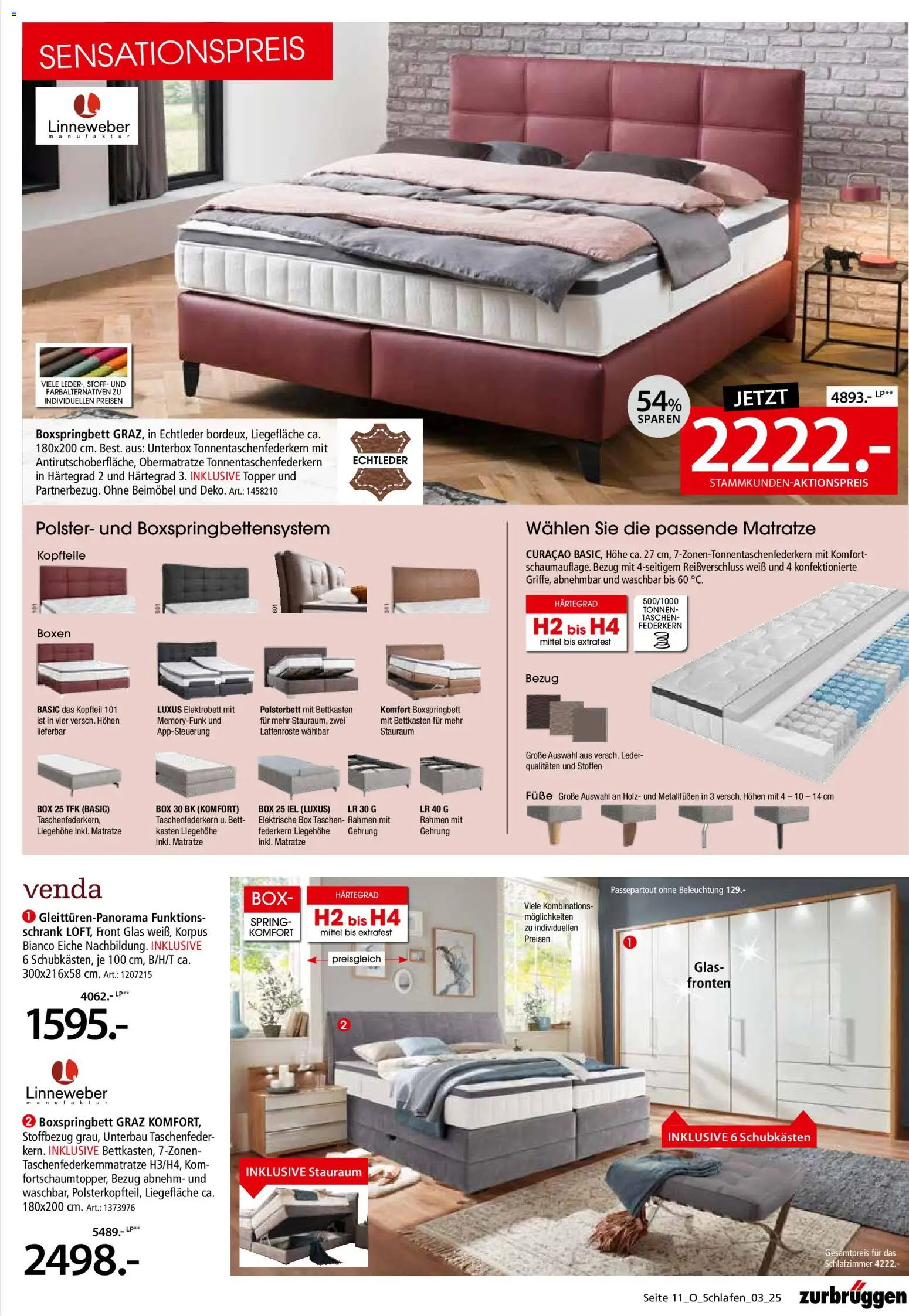 Zurbrüggen Schlafen Spezial – gültig ab 18.12.2025 | Seite: 11 | Produkte: Bett, Matratze, Polsterbett, Box