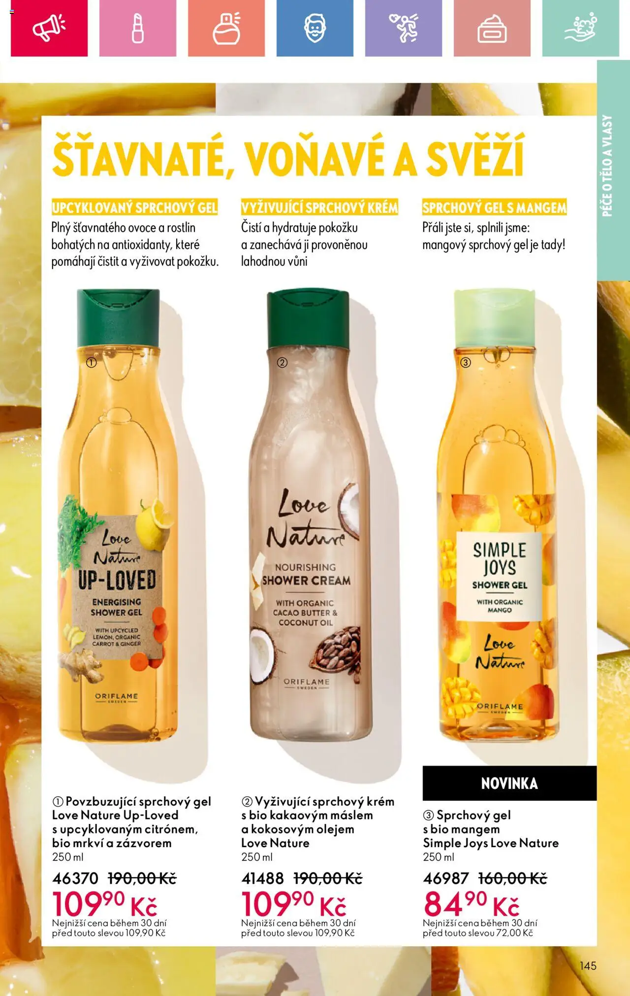 Oriflame katalog č.10/2025 od 06.07.2025 | Strana: 145 | Produkty: Sprchový gel, Ovoce, Mango, Krém