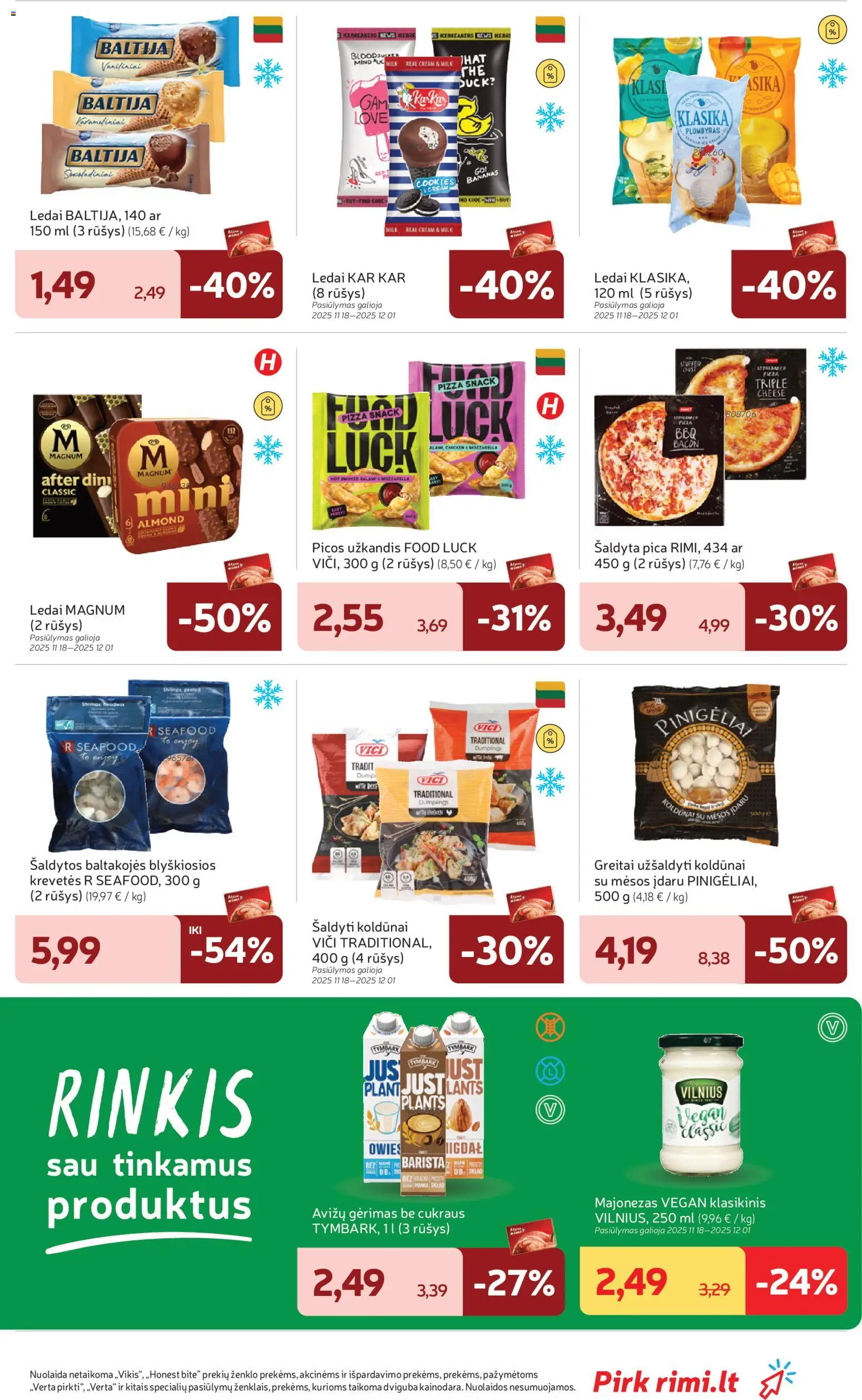 Rimi akcijos nuo 18.11.2025 | Puslapis: 19 | Prekių: Ledai, Majonezas, Plombyras, Pica