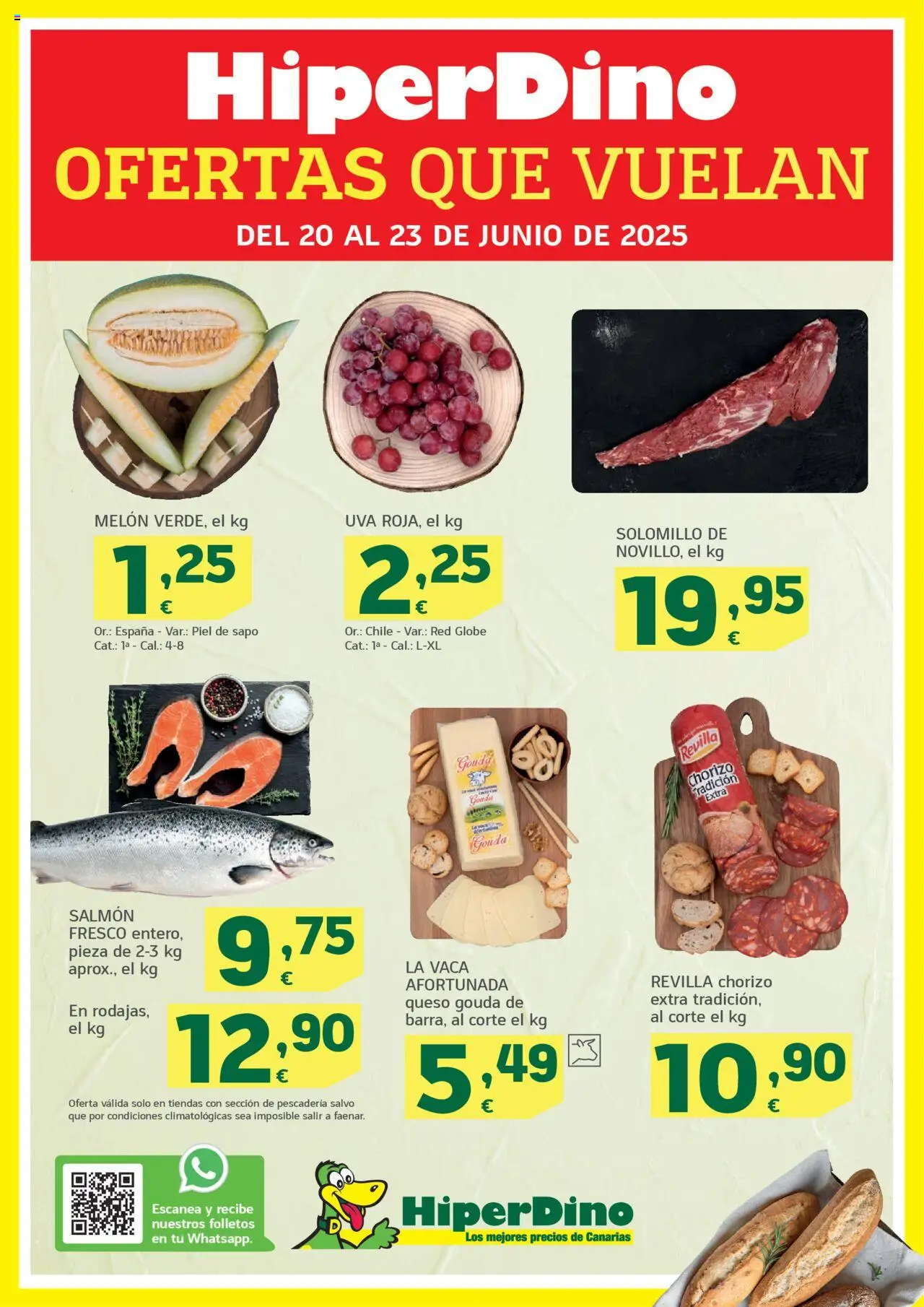 HiperDino folleto │ válido desde el 20.06.2025 | Página: 1 | Productos: Φορτιστής, Queso, Queso Gouda