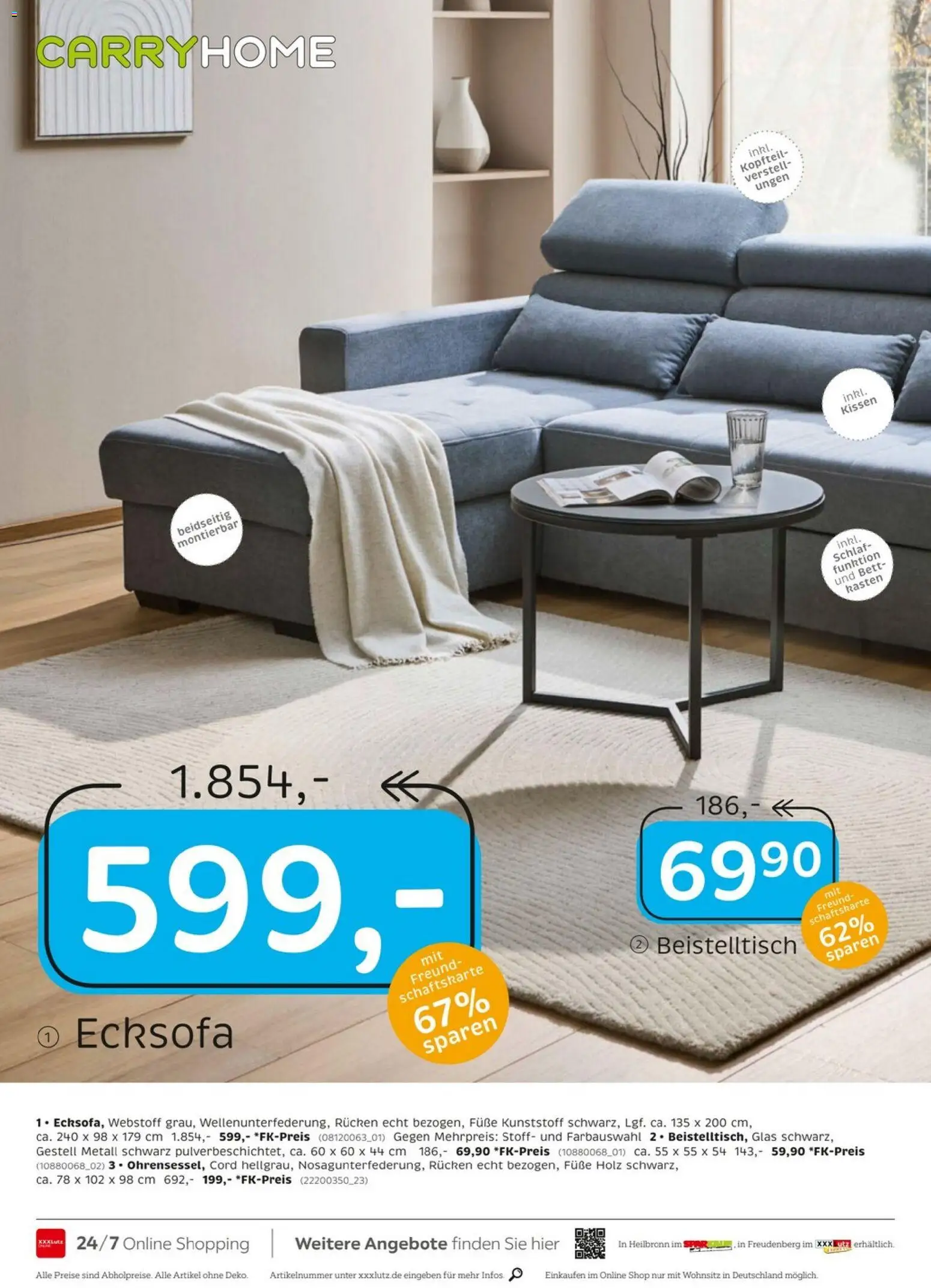 XXXL Lutz - Nr. 1 beim Preis – gültig ab 27.12.2025 | Seite: 36 | Produkte: Ecksofa, Beistelltisch, Bett, Kissen