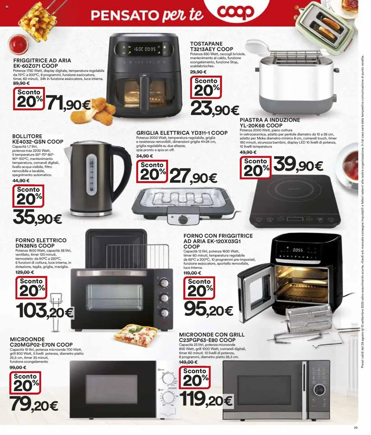 Volantino Ipercoop del 28.08.2025 | Pagina: 29 | Prodotti: Piano cottura, Piatto, Friggitrice, Forno elettrico