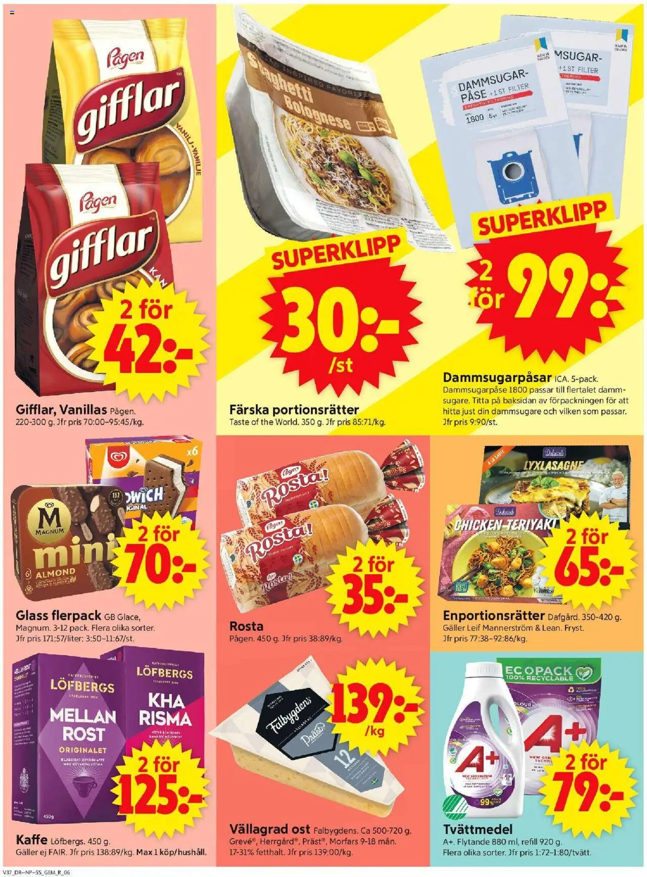 ICA Supermarket reklamblad aktuell från 08.09.2025 | Sida: 8 | Produkter: Gifflar, Kaffe, Glass, Filter
