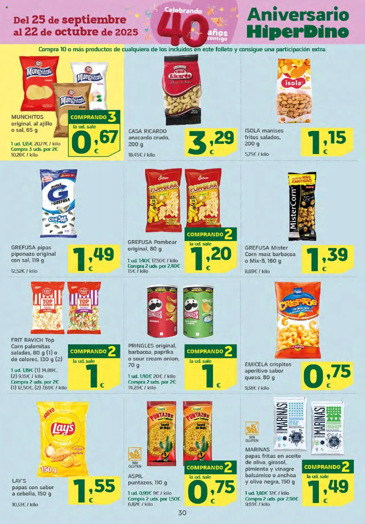 HiperDino folleto │ válido desde el 25.09.2025 | Página: 30 | Productos: Aceite, Papas fritas, Barbacoa, Anchoa