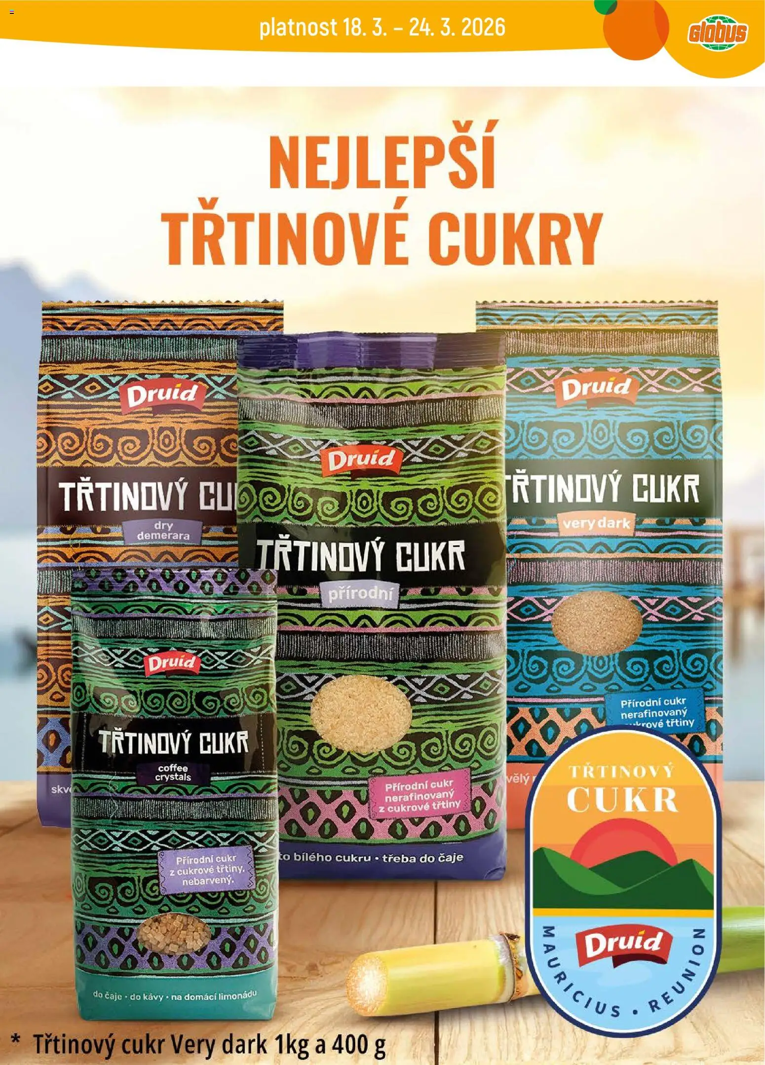 Globus leták - Havířov od 18.03.2026 | Strana: 26 | Produkty: Globus, Třtinový cukr, Čaje, Cukr