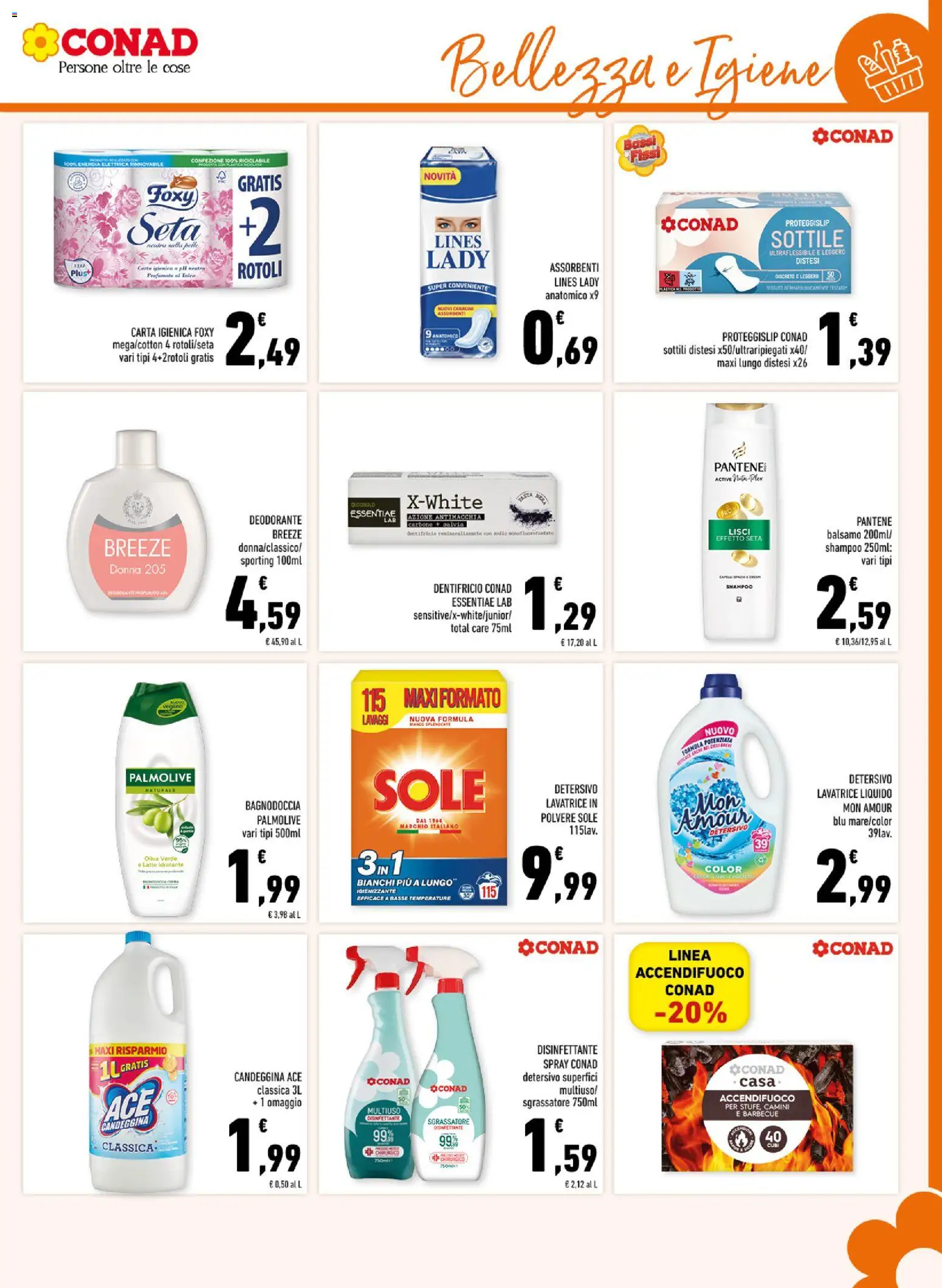 Volantino Conad del 14.01.2026 | Pagina: 15 | Prodotti: Shampoo, Carta igienica, Latte idratante, Latte