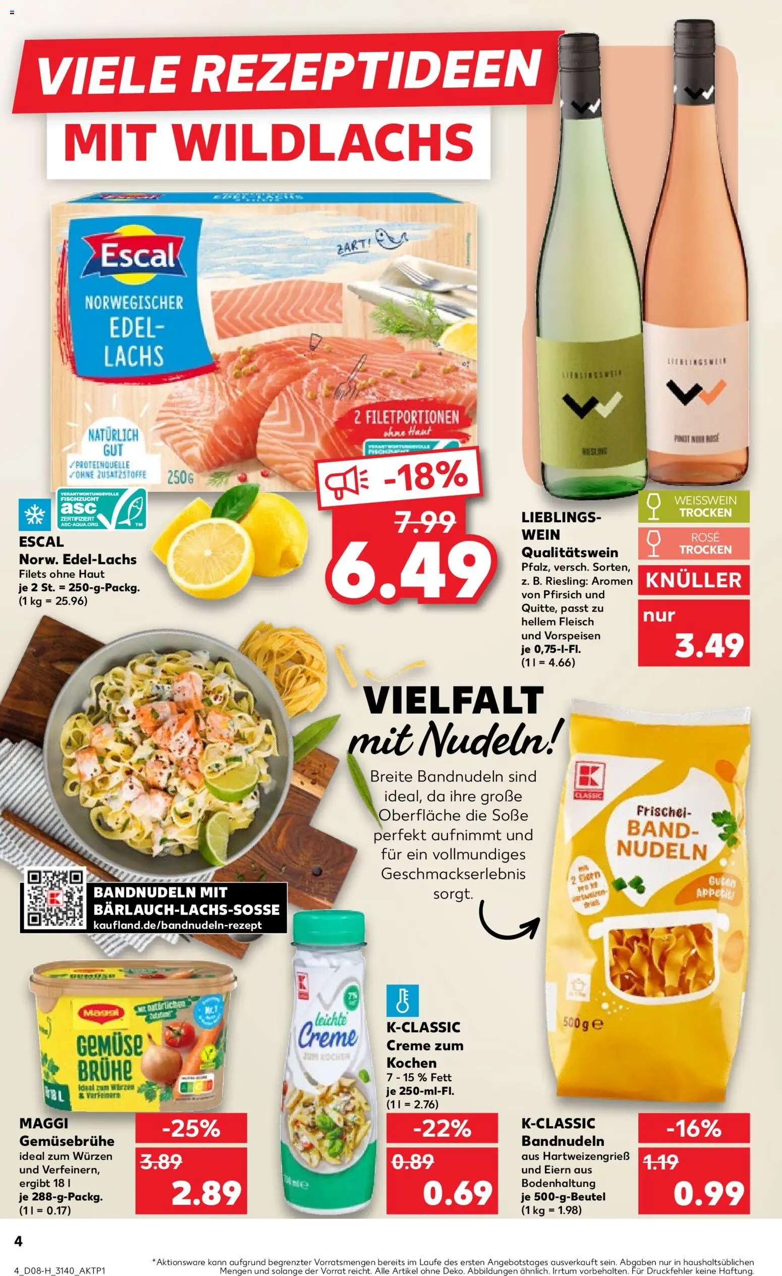 Kaufland prospekt Leipzig	 – gültig ab 19.02.2026 | Seite: 4 | Produkte: Weißwein, Lachs, Wein, Fleisch