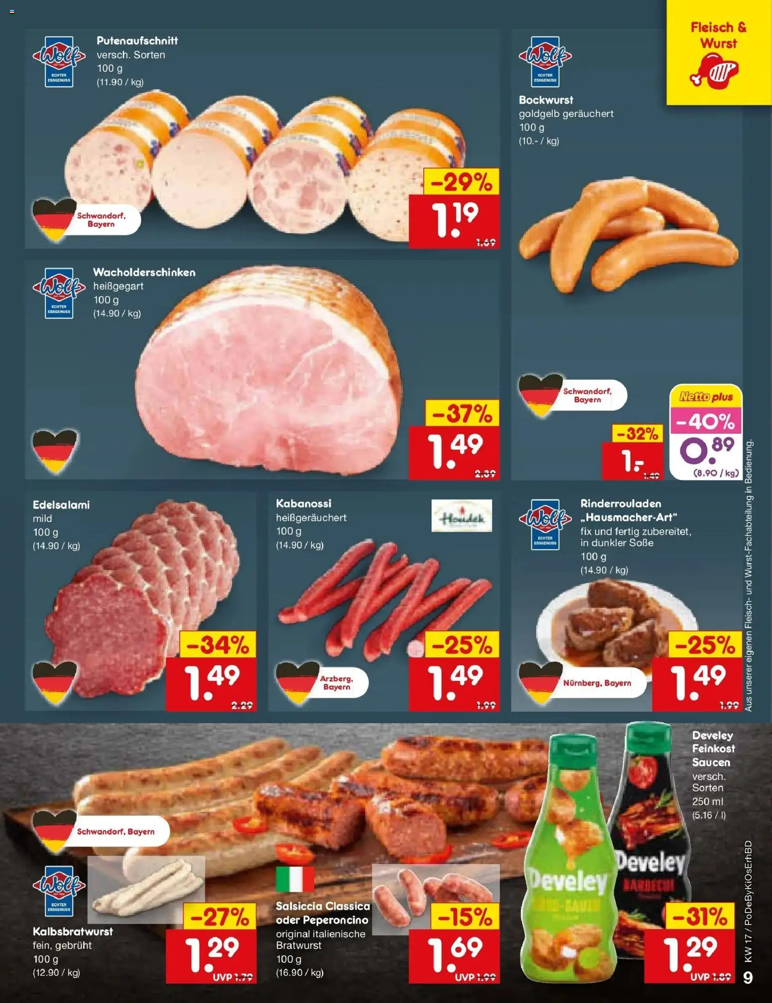 Netto Marken-Discount Prospekt Ergolding	 – gültig ab 20.04.2026 | Seite: 11 | Produkte: Rinderrouladen, Bratwurst, Soße, Wurst