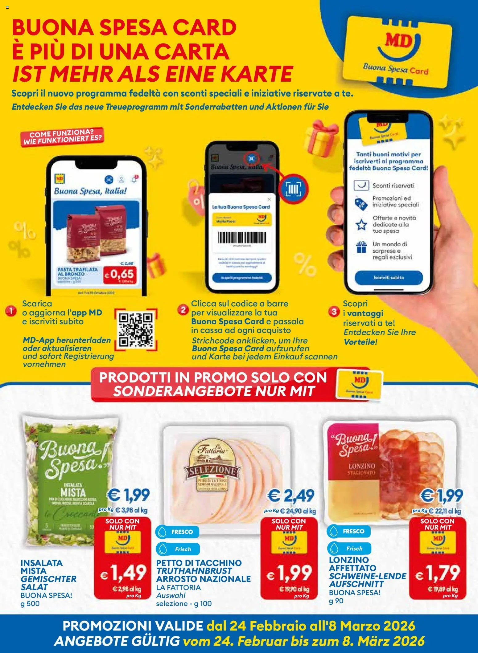 Volantino MD Discount del 24.02.2026 | Pagina: 4 | Prodotti: Arrosto, Insalata, Tacchino, Pasta