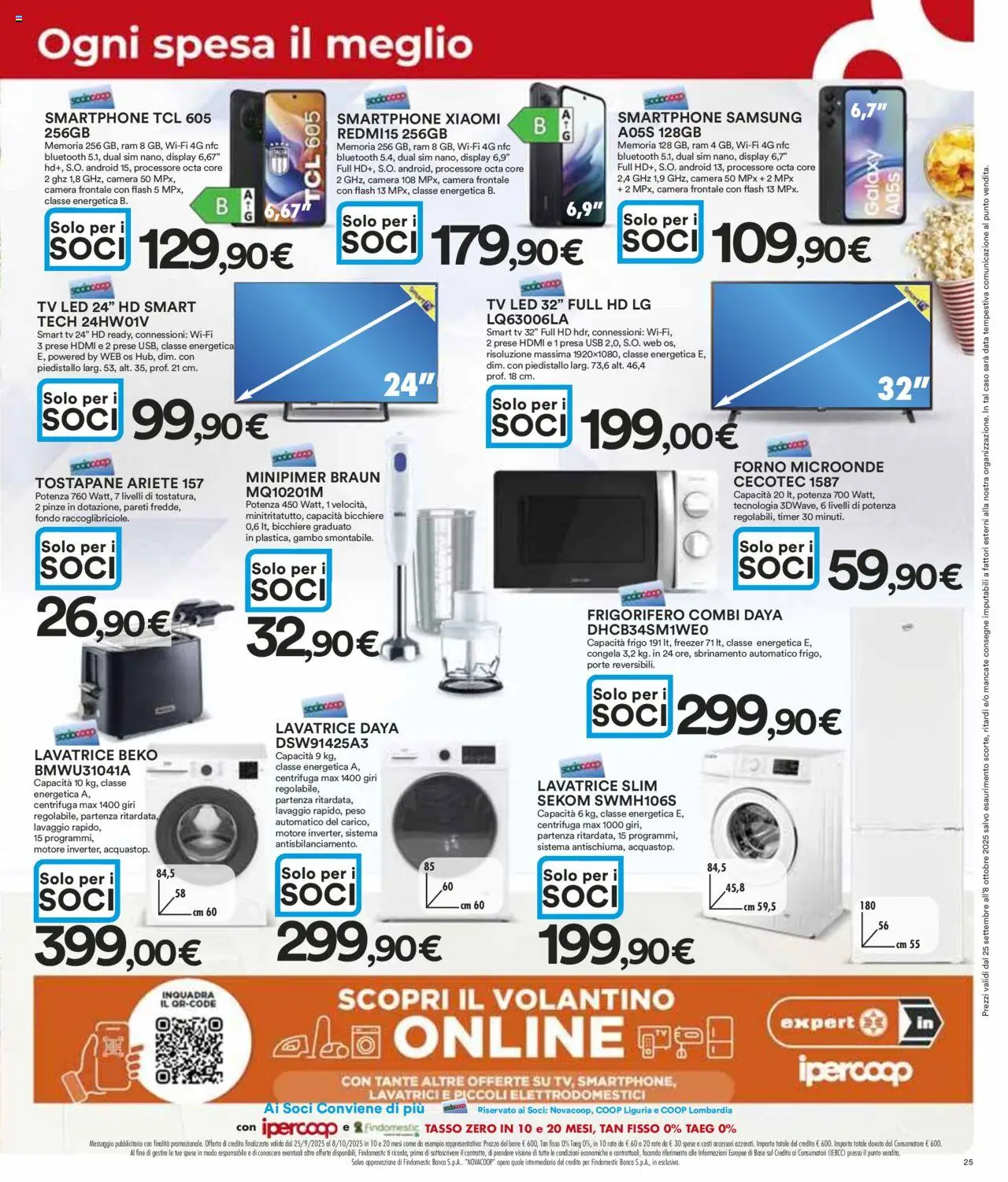 Volantino Ipercoop del 25.09.2025 | Pagina: 25 | Prodotti: smart TV, Smartphone, Frigorifero, Forno