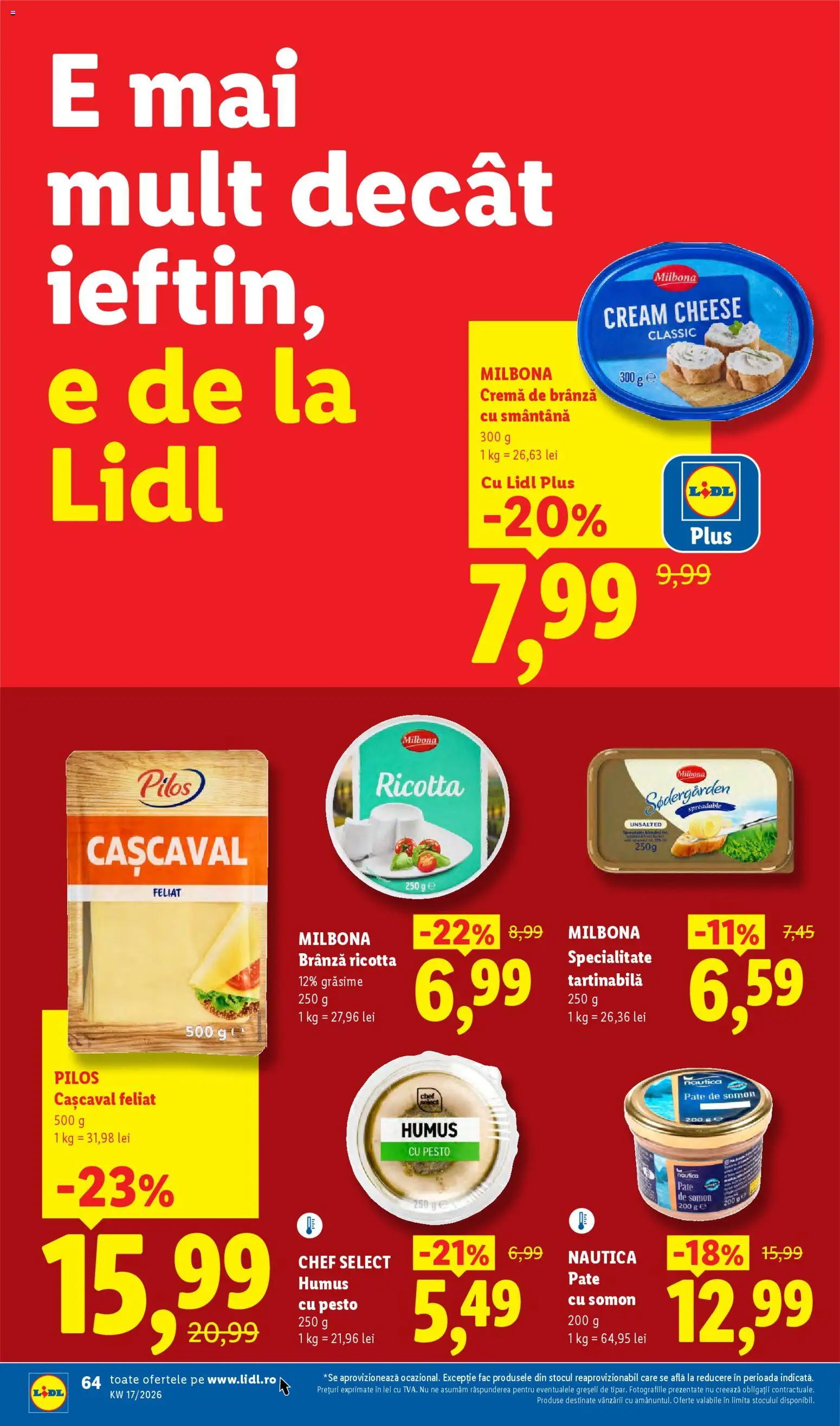Noul catalog Lidl – valabil de la 20.04.2026 | Pagină: 64 | Produse: Toplar, Pate, Cașcaval, Cremă de brânză