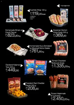 01.10.2025 tarihinden itibaren geçerli olan Migros kataloğu önizlemesi | Sayfa: 5 | Ürünler: Atıştırmalık, Salata, Sosis, Somon