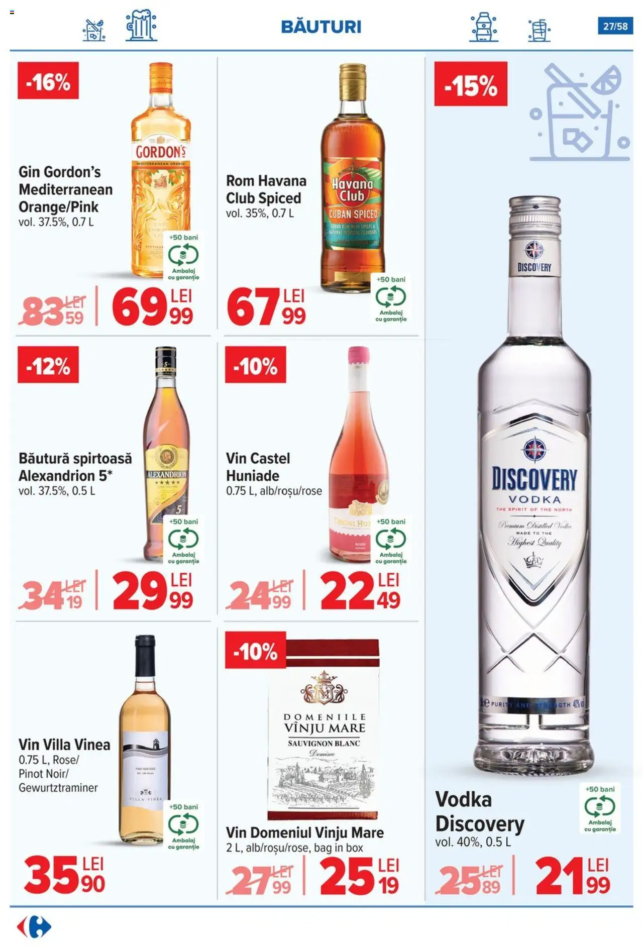 Catalog Carrefour – valabil de la 06.08.2025 | Pagină: 28 | Produse: Vin, Klementiinit, Rom, Vodka