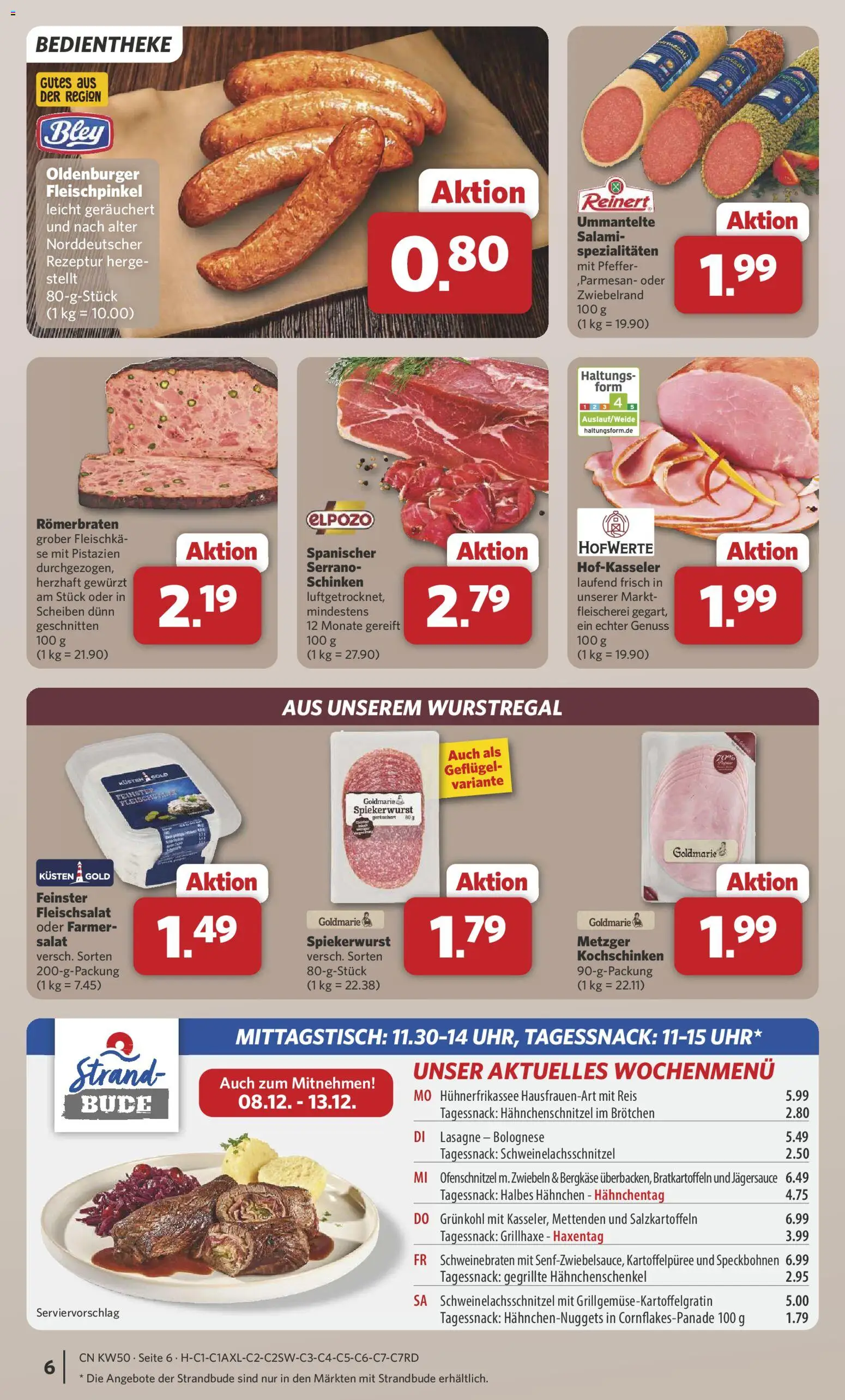 Combi Prospekt 	 – gültig ab 08.12.2025 | Seite: 6 | Produkte: Hahnchen, Zwiebeln, Salami, Salat