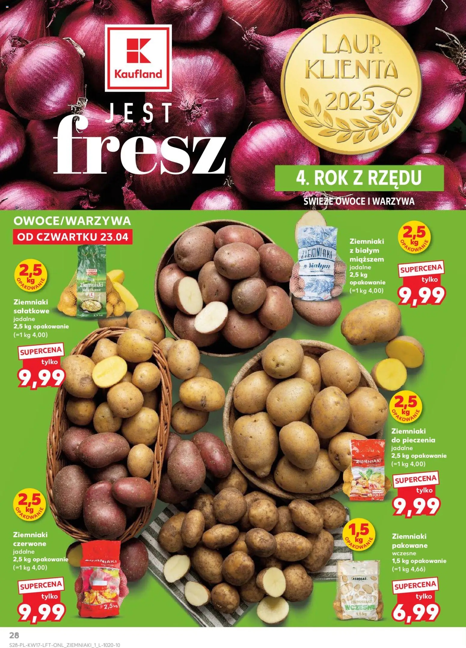 Kaufland gazetka od 23.04.2026 | Strona: 28 | Produkty: Ziemniaki do pieczenia, Ziemniaki, Warzywa, Owoce