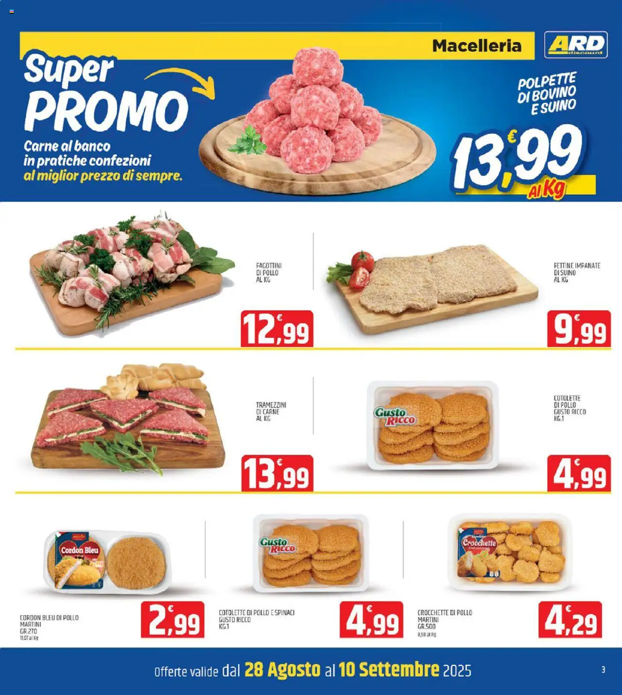Volantino ARD Discount del 30.08.2025 | Pagina: 3 | Prodotti: Bovino, Suino, Spinaci, Crocchette