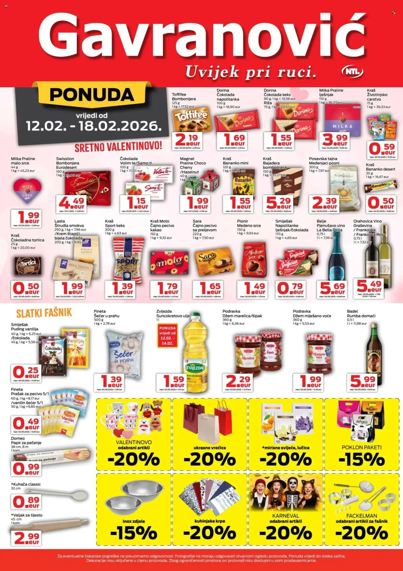 Gavranović katalog | vrijedi od 12.02.2026 | Stranica: 3 | Proizvodi: Prašak za pecivo, Puding, Kuhinjske krpe, Šećer