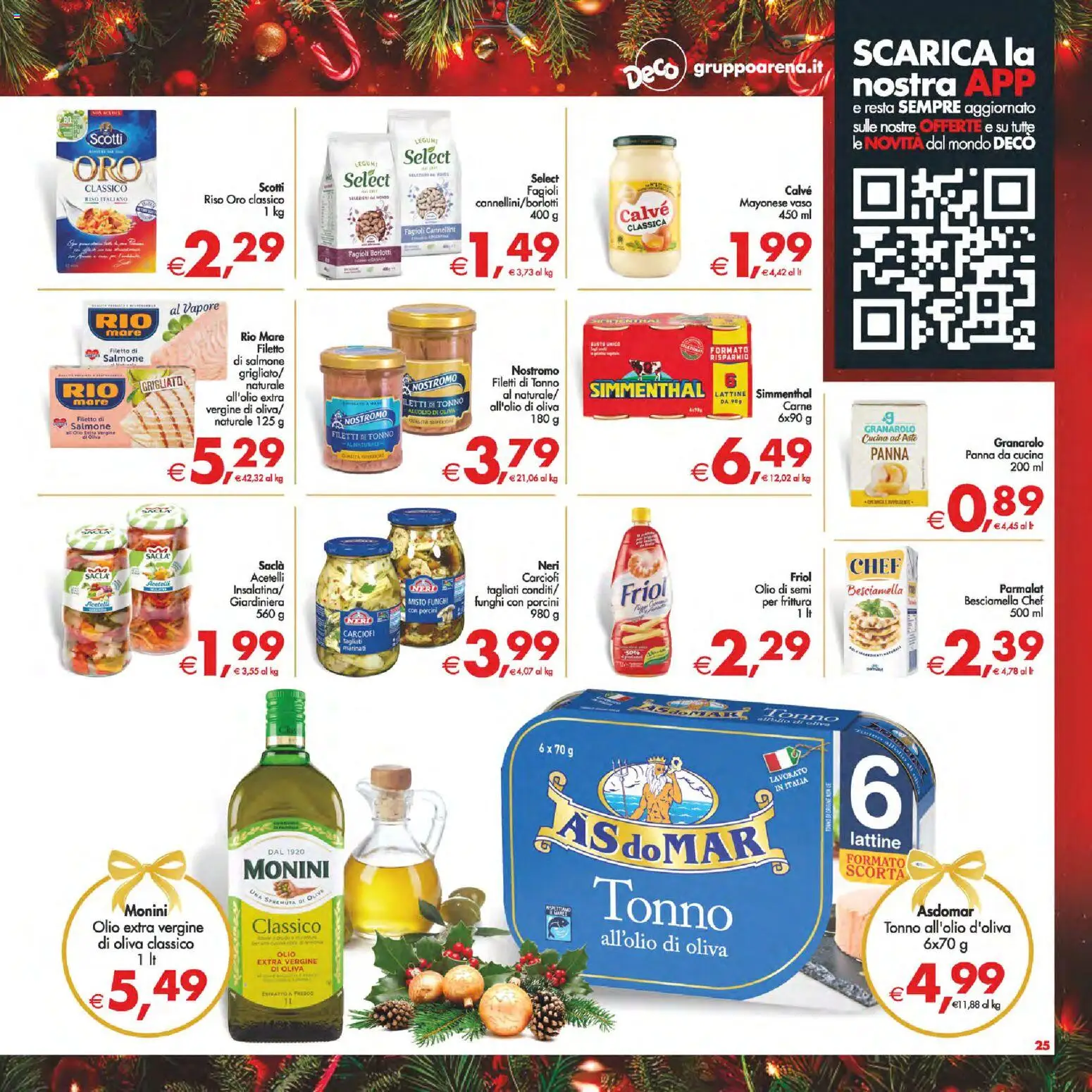 Volantino Decò del 16.12.2025 | Pagina: 25 | Prodotti: Legumi, Salmone, Carciofi, Tonno