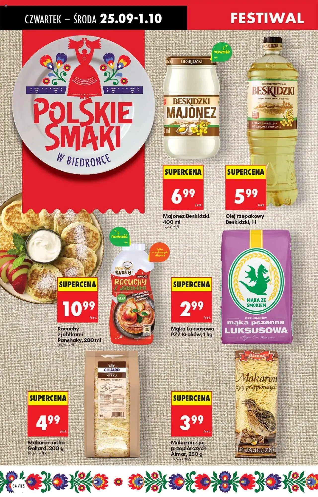 Biedronka gazetka - Oferta w tym tygodniu od 25.09.2025 | Strona: 40 | Produkty: Olej rzepakowy, Makaron, Pancakes, Majonez