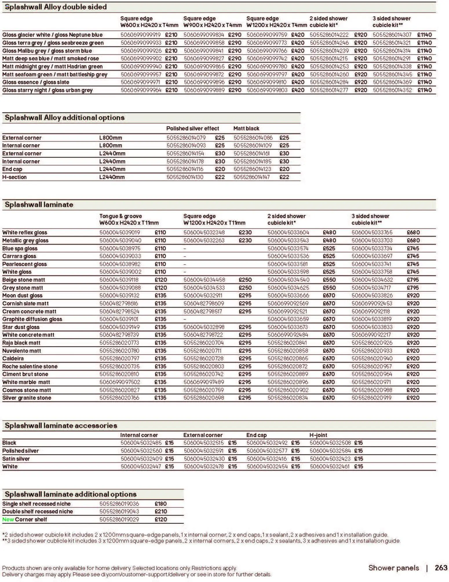 {H1} | Page: 263 | Products: Shelf, Shower, Malibu, Cream