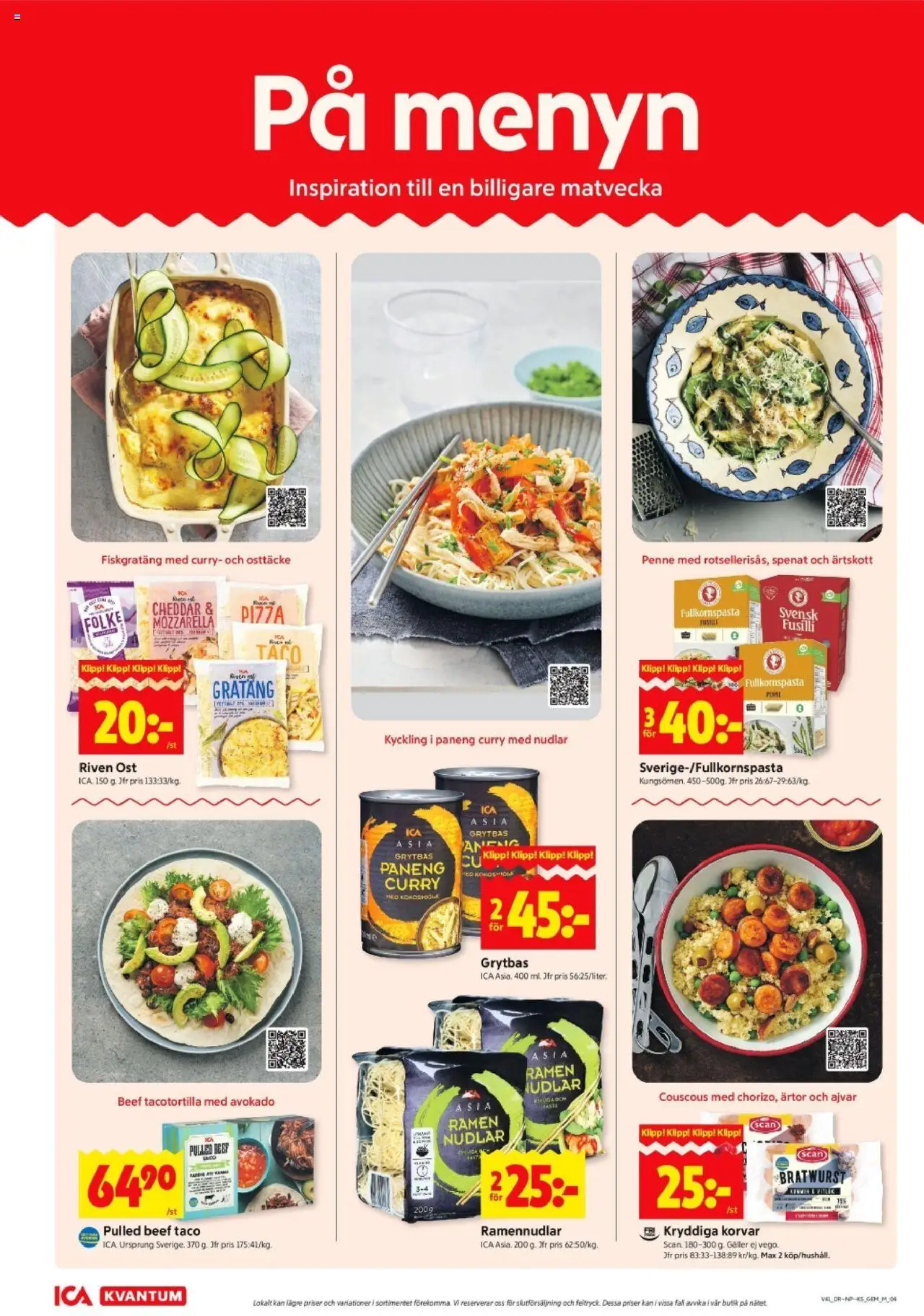 ICA Kvantum reklamblad aktuell från 06.10.2025 | Sida: 4 | Produkter: Couscous, Galler, Spenat, Pizza
