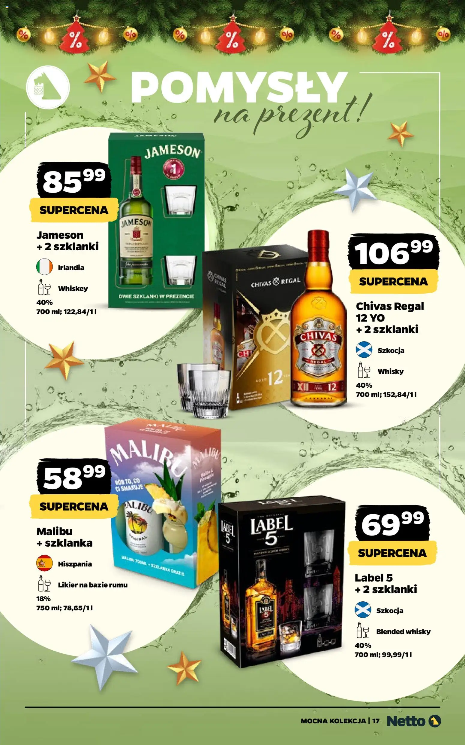 Netto gazetka - Mocna Kolekcja od 08.12.2025 | Strona: 17 | Produkty: Szklanka, Chivas Regal, Jameson, Whisky