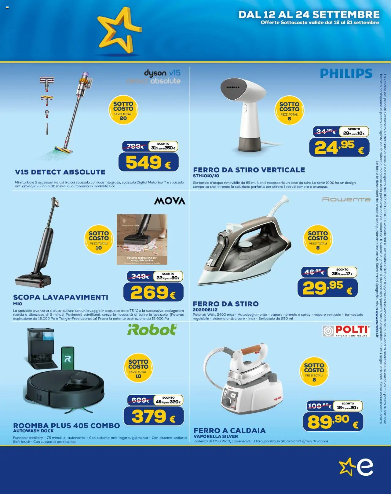 Volantino Euronics del 12.09.2025 | Pagina: 11 | Prodotti: Spazzola, Anticalcare, Scopa, Robot
