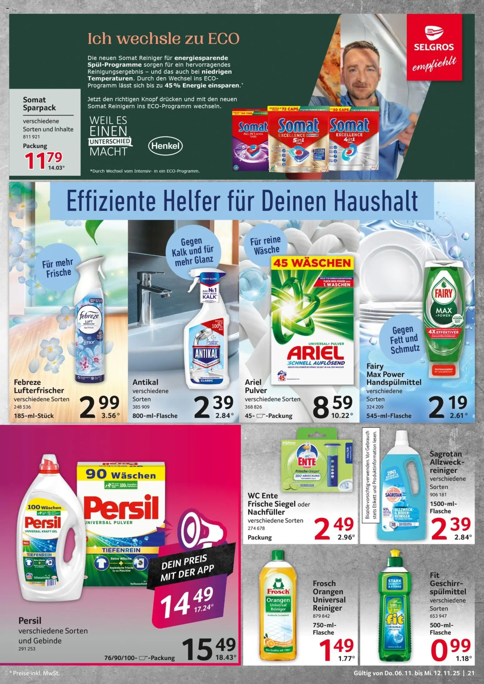 Selgros Prospekt 	 – gültig ab 06.11.2025 | Seite: 21 | Produkte: Lenor, Ariel, Orangen, Persil