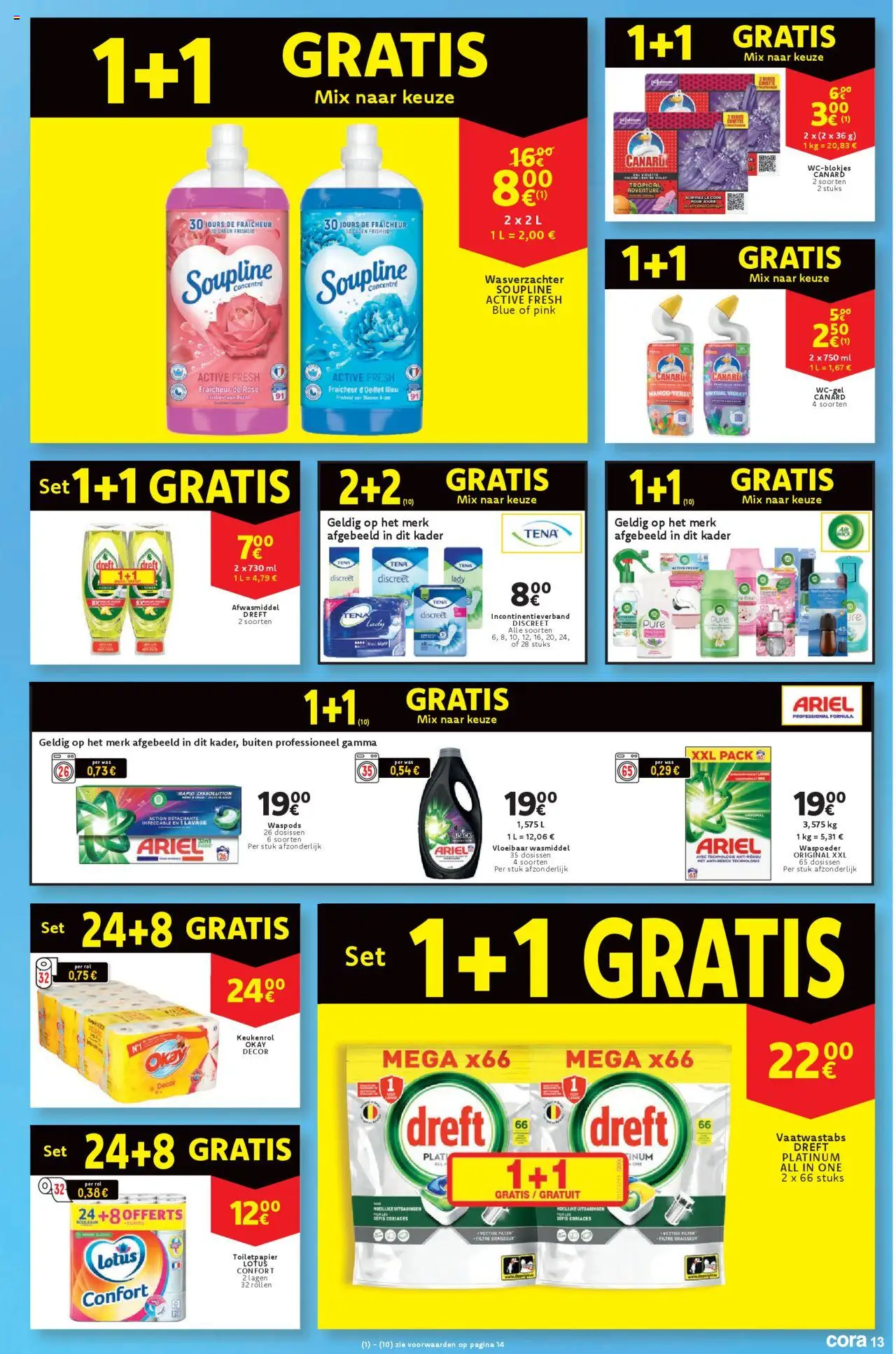 {H1} | Pagina: 13 | Producten: Afwasmiddel, Was, Toiletpapier, Wasverzachter