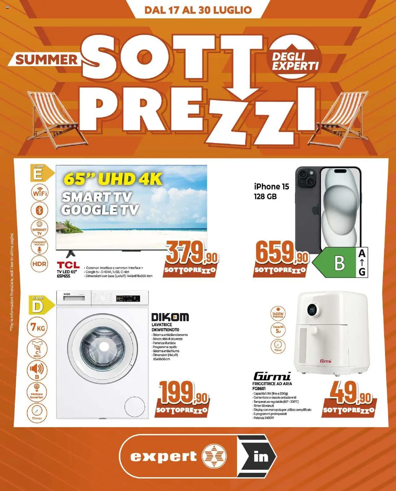 Volantino Ipercoop del 17.07.2025 | Pagina: 1 | Prodotti: Friggitrice ad aria, smart TV, Lavatrice, Contenitore