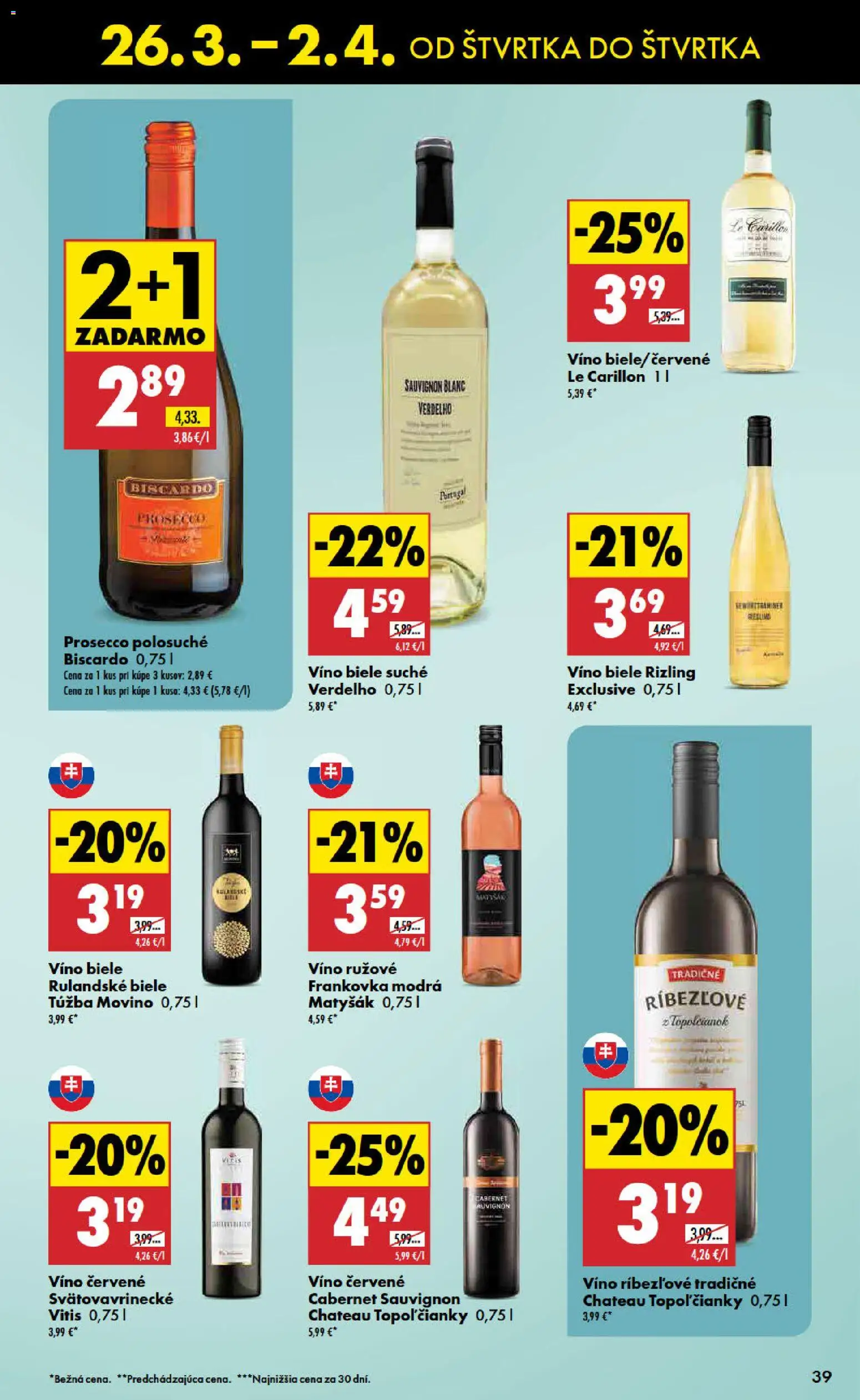 Nové Biedronka akcie – leták je platný od 26.03.2026 | Strana: 39 | Produkty: Biele víno, Víno, Prosecco, Červené víno