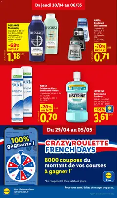 LIDL - Prévisualisation de DESSANGE Shampoing, Le produit de 280 ml : 3,69 € (1 L = 13,18 €); Les 2 produits : 4,87 € (1 L = 8,70 €); Variétés au choix valide à partir de 30.04.2026 | Page: 12