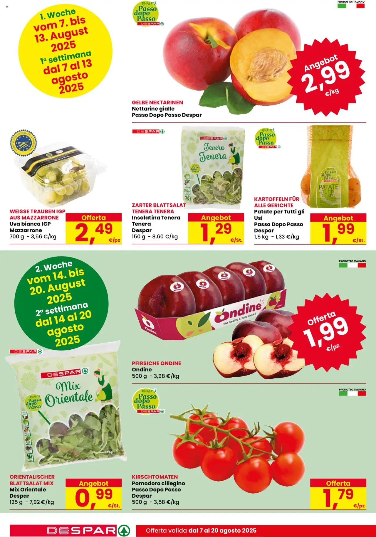 Volantino Despar del 07.08.2025 | Pagina: 4 | Prodotti: Patate, Pomodoro, Uva, The