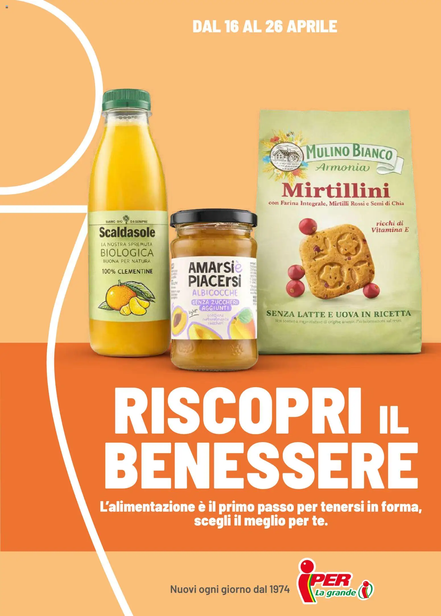 Volantino Iper del 16.04.2026 | Pagina: 1 | Prodotti: Latte, Farina, Mirtilli, Albicocche