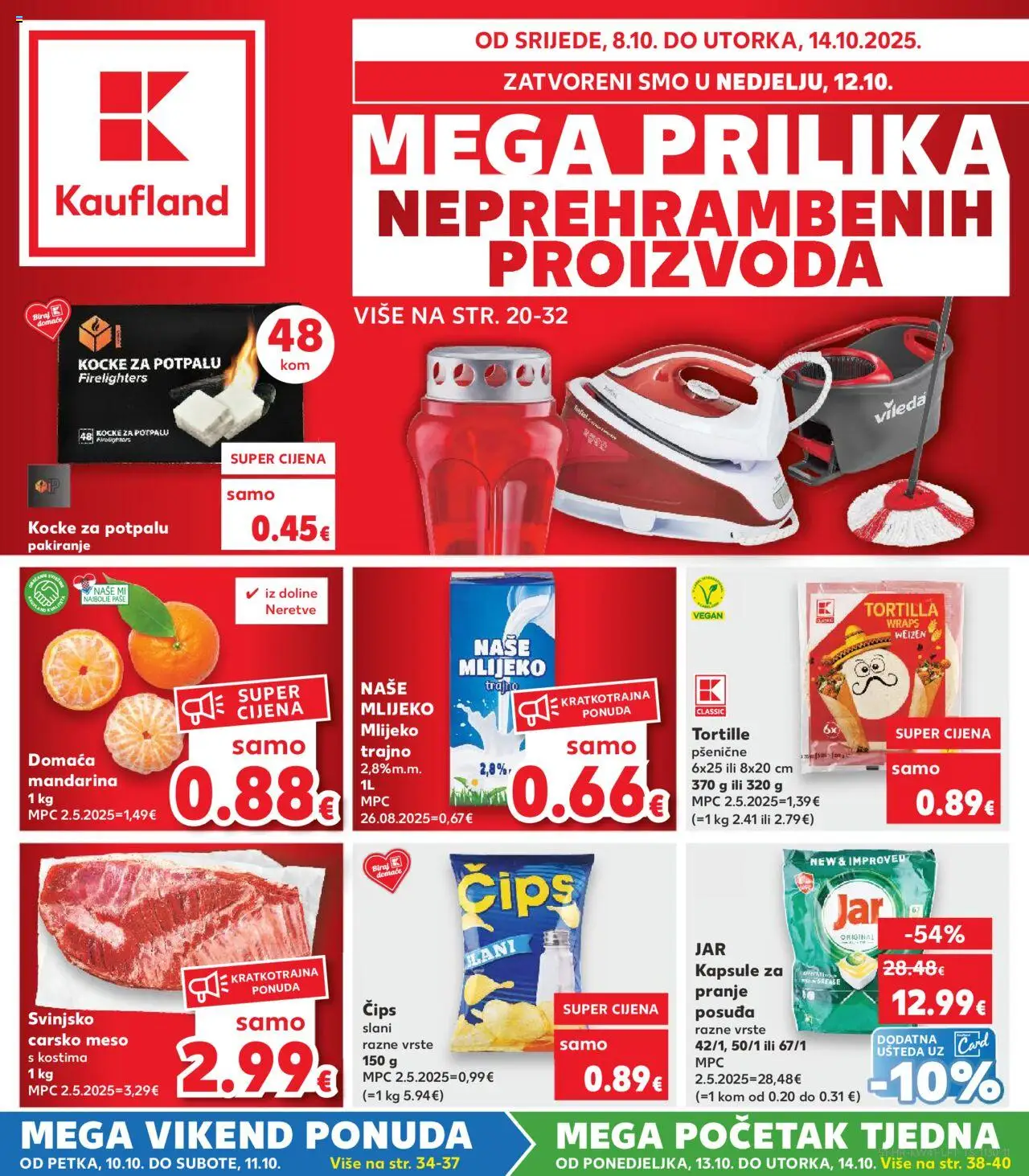 Kaufland katalog | vrijedi od 08.10.2025 | Stranica: 1 | Proizvodi: Kocke za potpalu, Meso, Jar, Vileda