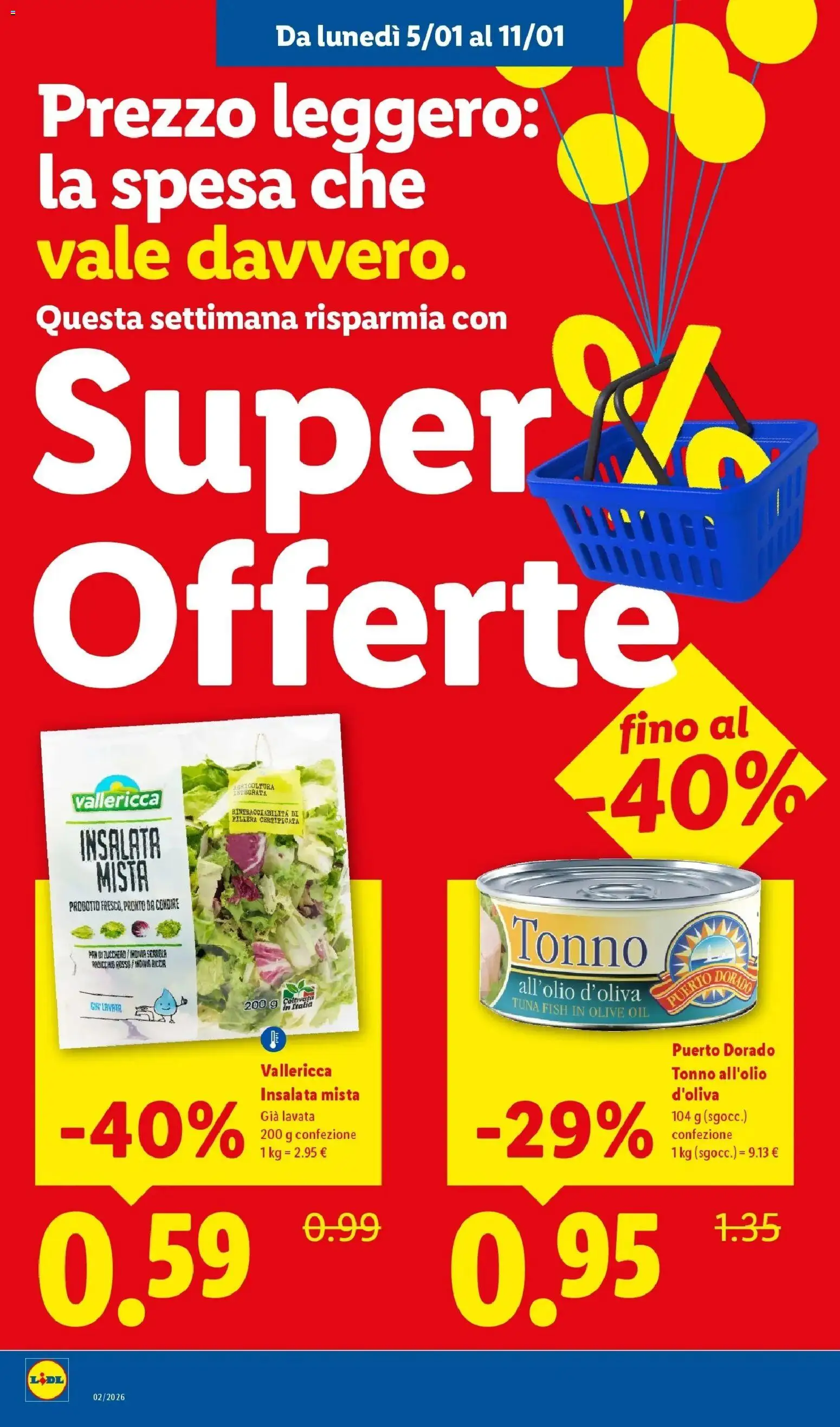 Volantino Lidl del 05.01.2026 | Pagina: 14 | Prodotti: Insalata, Olive, Tonno, Indivia