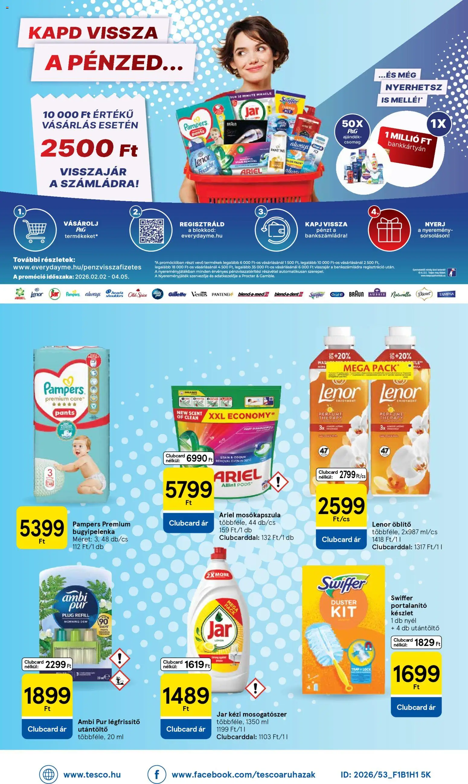 Tesco akciós ujság - amely érvényes a következő dátumtól: 26.02.2026 | Oldal: 28 | Termékek: Pampers, Mosókapszula, Légfrissítő, Mosogatószer