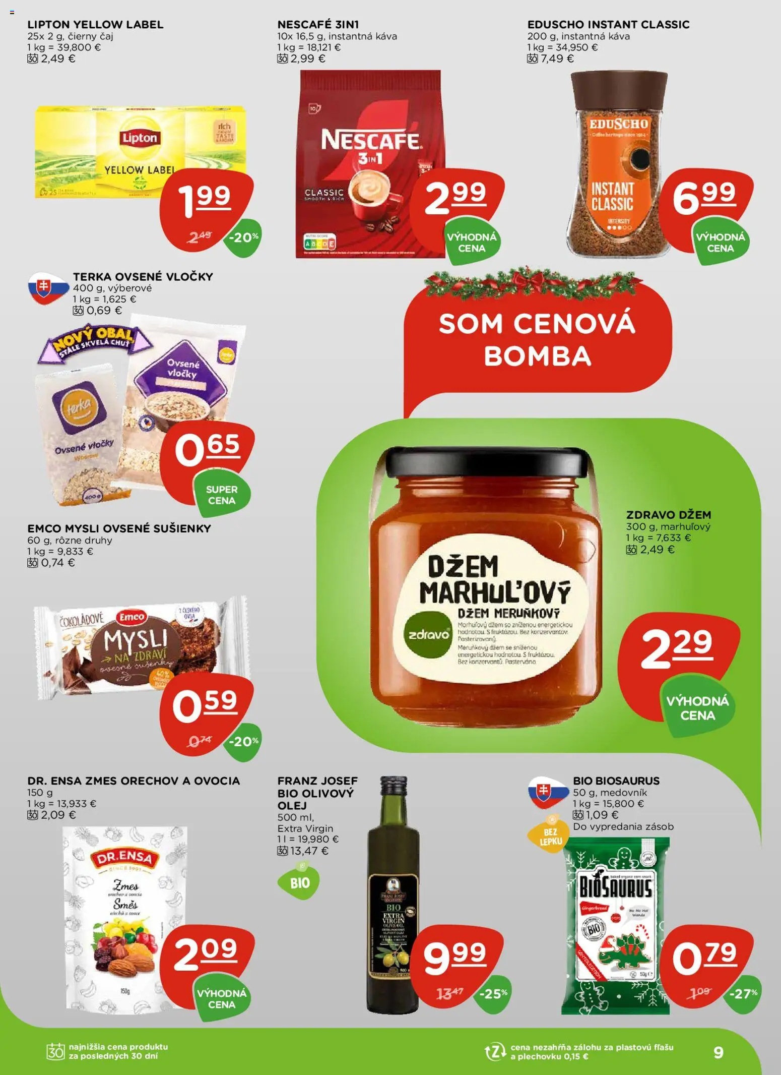 Nové Terno akcie – leták je platný od 11.12.2025 | Strana: 9 | Produkty: Olej, Káva, Čaj, Vločky
