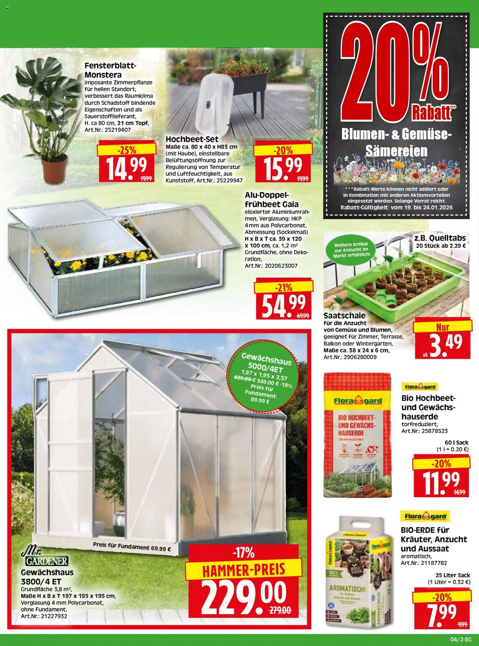 HERKULES Bau & Garten – gültig ab 19.01.2026 | Seite: 2 | Produkte: Hochbeet, Blumen, Gemüse