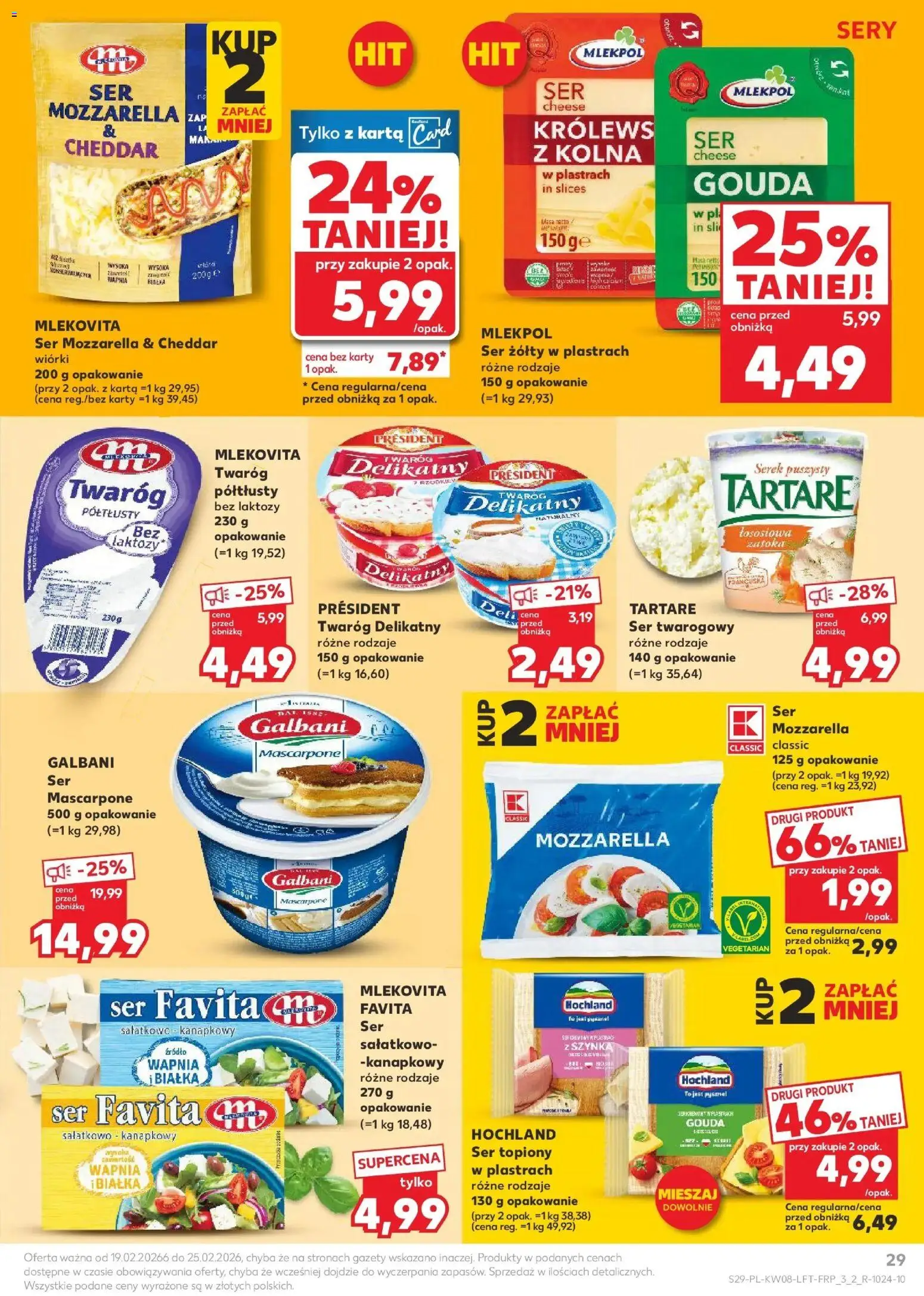 Kaufland Polsko leták od 19.02.2026 | Strana: 29 | Produkty: Gouda, Karty, Mascarpone, Cheddar