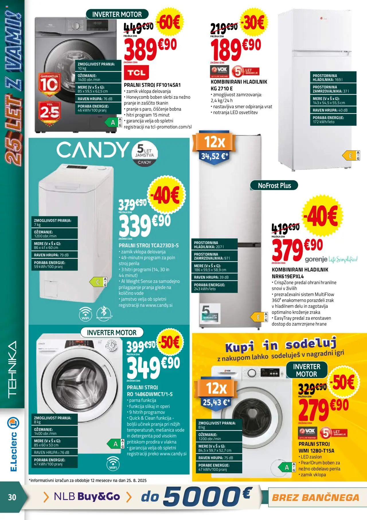 E.leclerc katalog │ velja od 03.09.2025 | Stran: 30 | Izdelki: Hladilnik, Pralni stroj